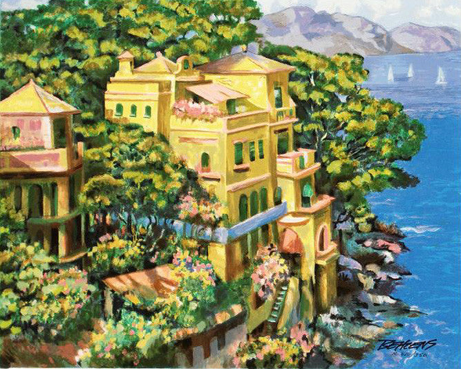 Villa Portofino Howard Behrens Serigraph Print Artist Hand Signed and Numbered