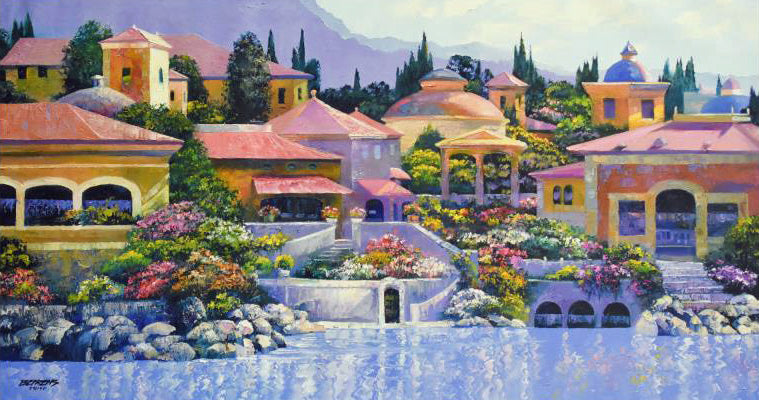 Villas of Italy Howard Behrens Canvas Giclée Artist Hand Signed and Numbered