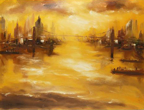 Herb Brown Untitled Original Oil Painting on Canvas Artist Hand Signed