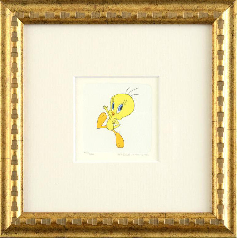 Tweety Bird Warner Bros Looney Tunes Hand Tinted Color Etching Numbered and Framed