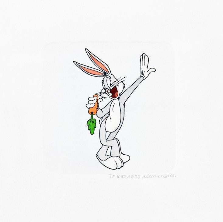 Bugs Bunny Warner Bros Hand Tinted Color Etching Numbered and Framed