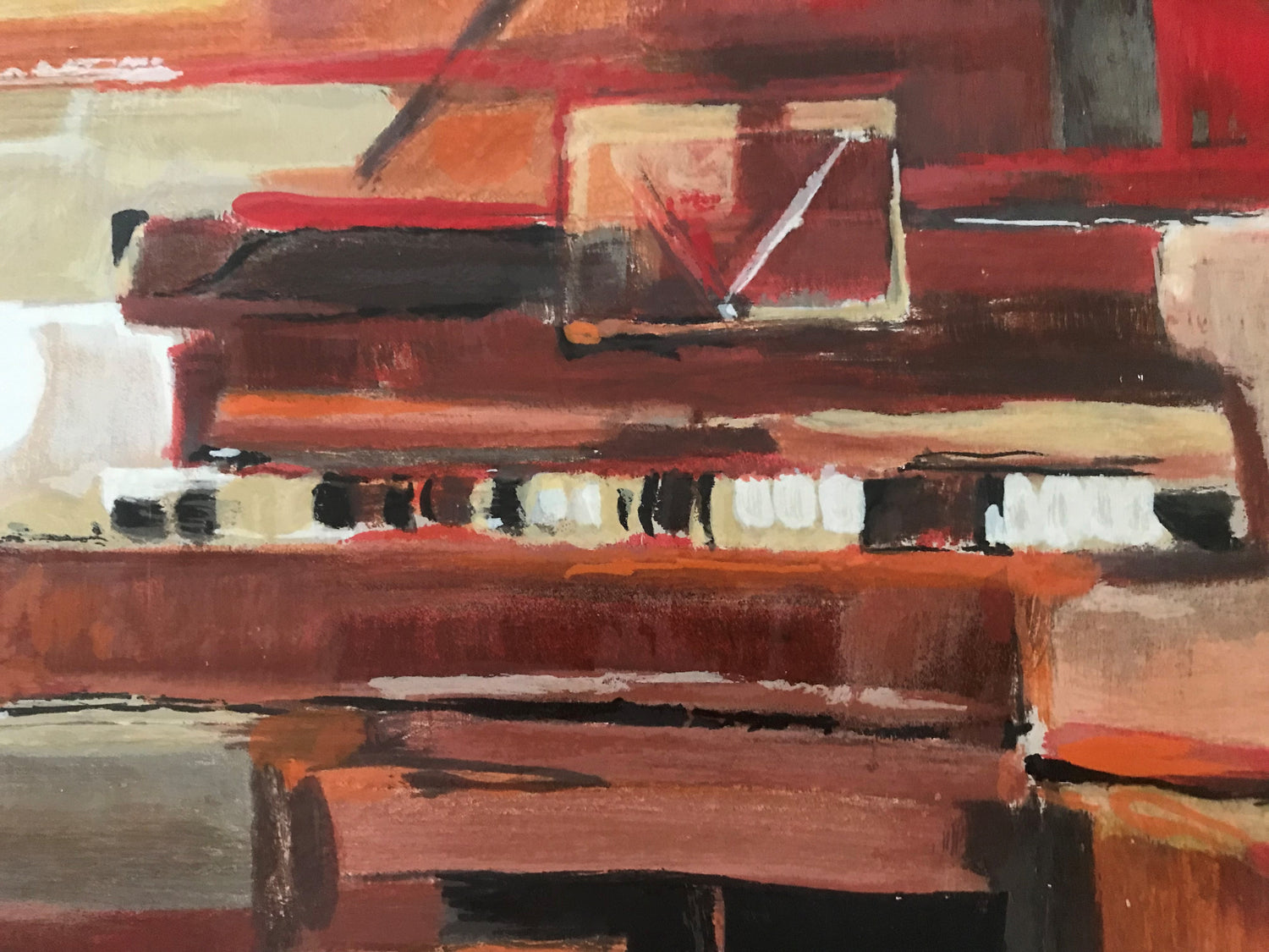 Piano in Red Yuri Tremler Hors Commerce Serigraph Print on Wood Panel Artist Hand Signed and HC Numbered