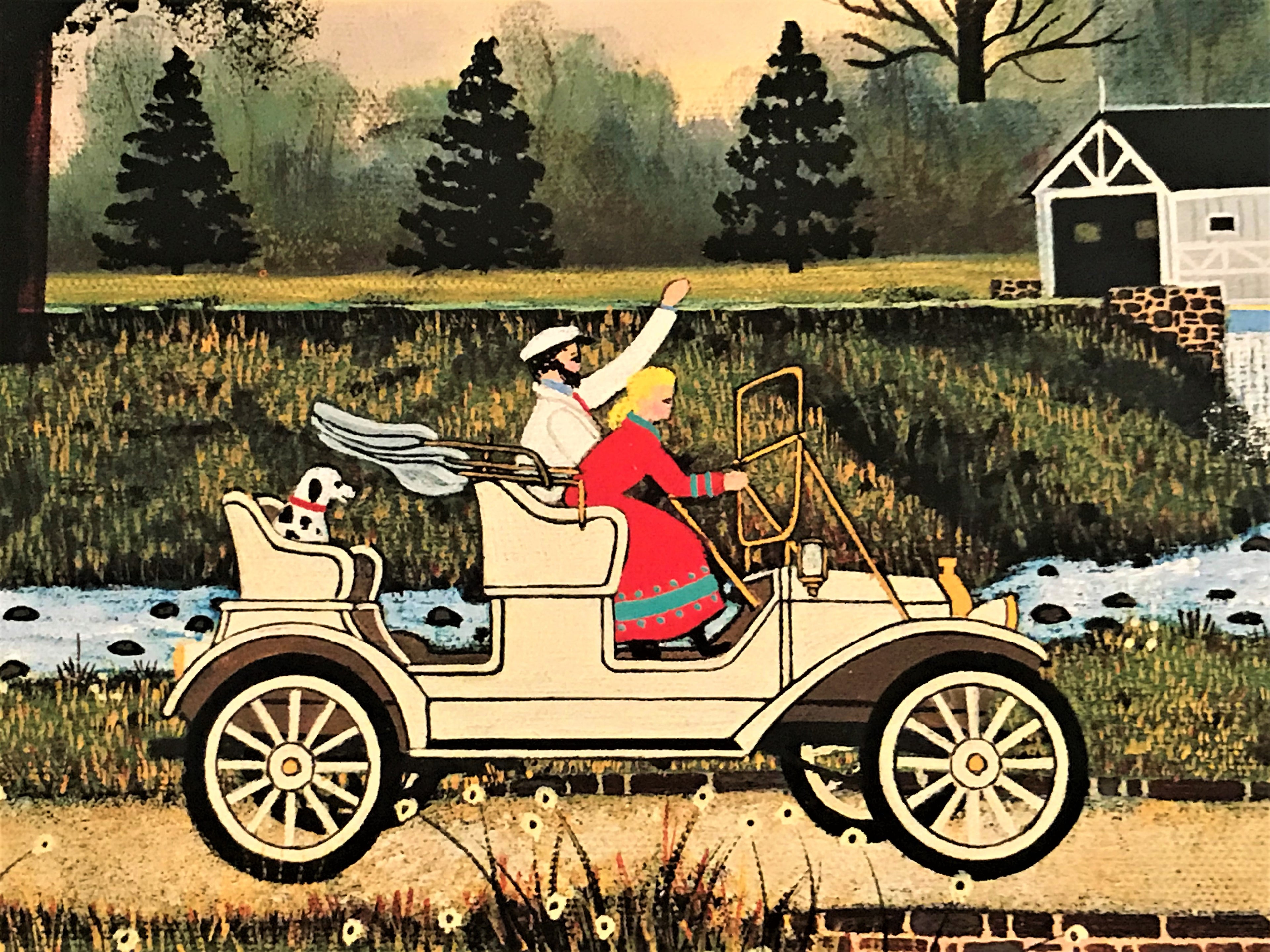 Merrily We Roll Along Jane Wooster Scott Lithograph Print Artist Hand Signed and Numbered