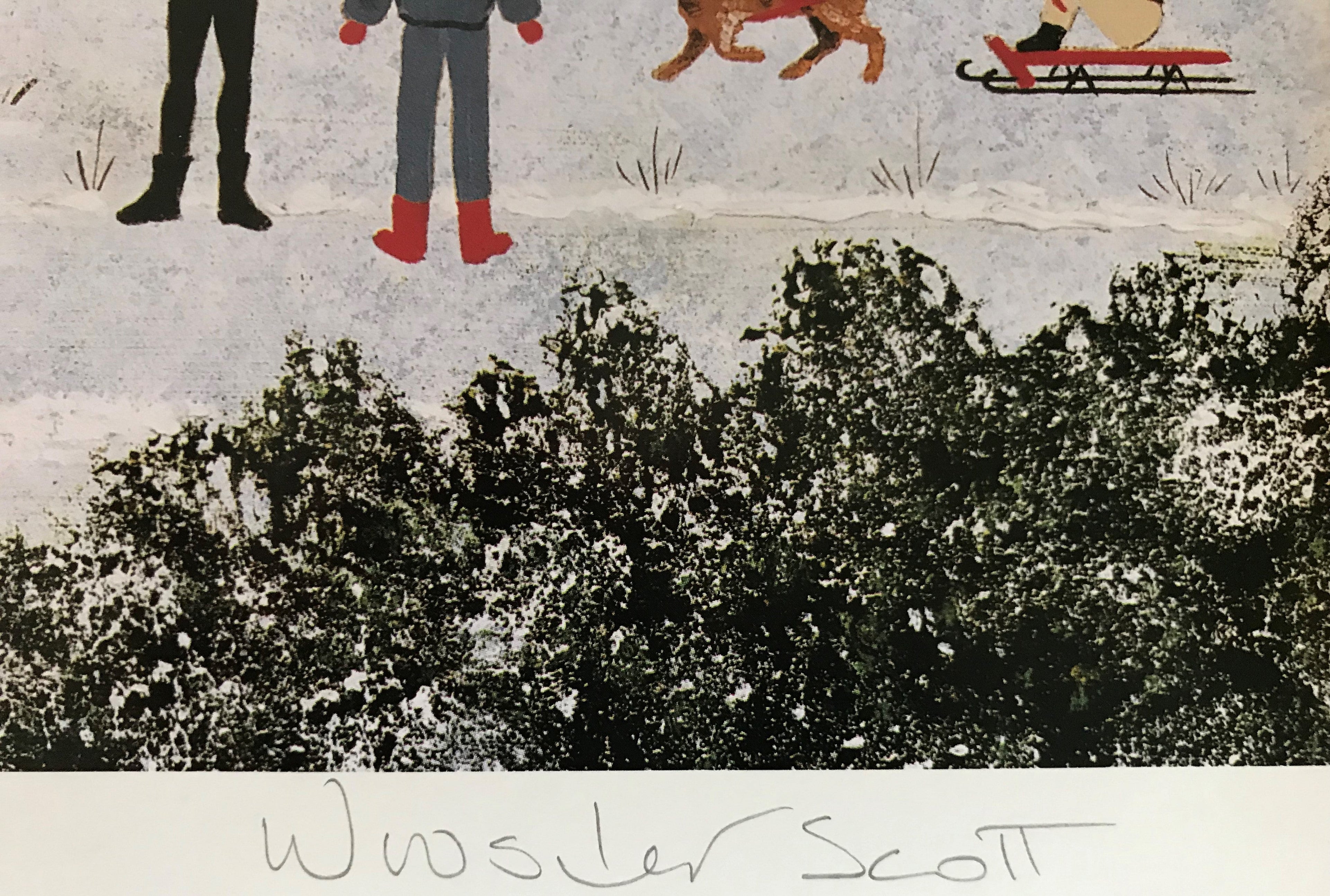 Embracing Winters Joys Jane Wooster Scott Lithograph Print Artist Hand Signed and Numbered