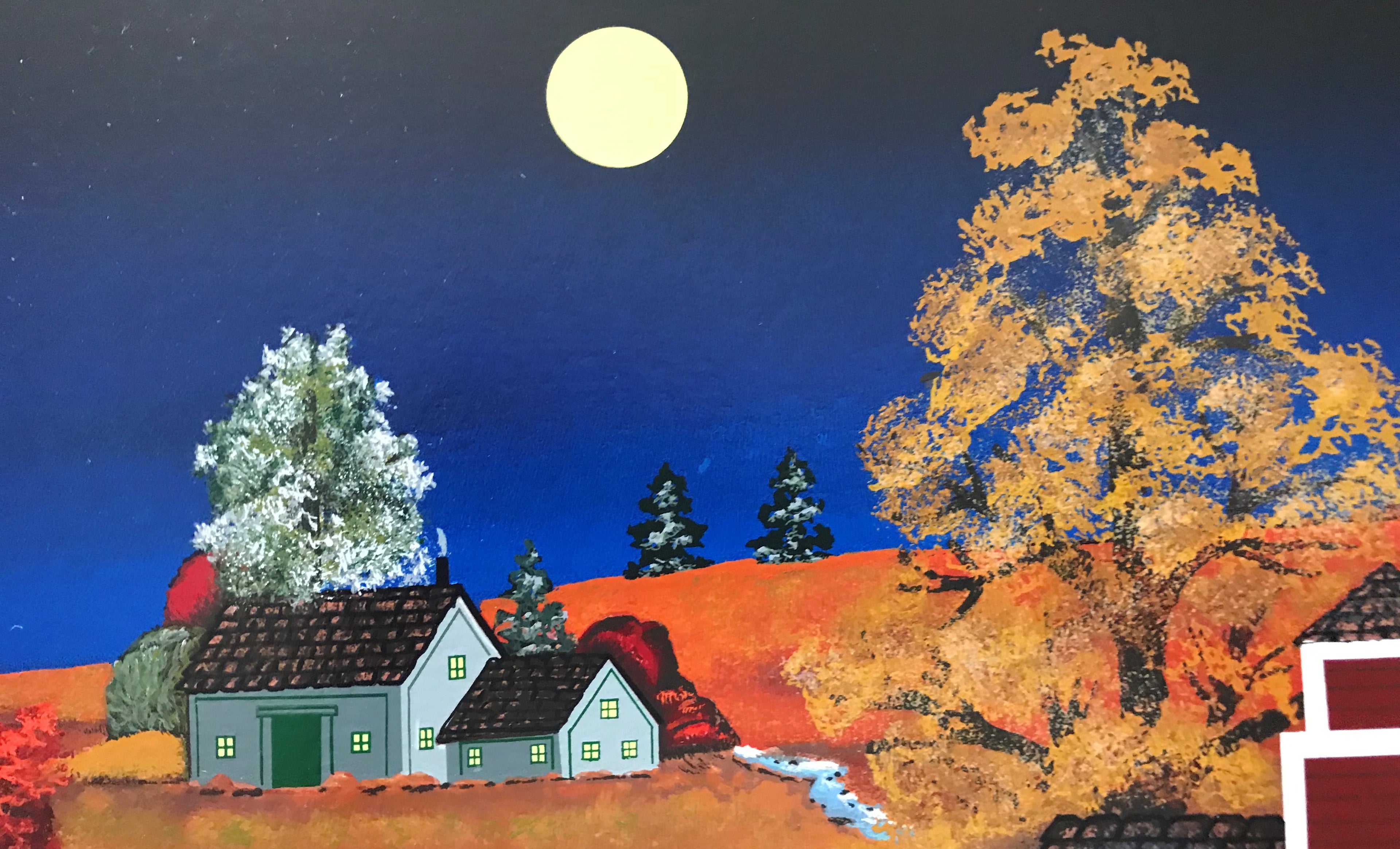 Autumnal Reflection Jane Wooster Scott Serigraph Print Artist Hand Signed and Numbered