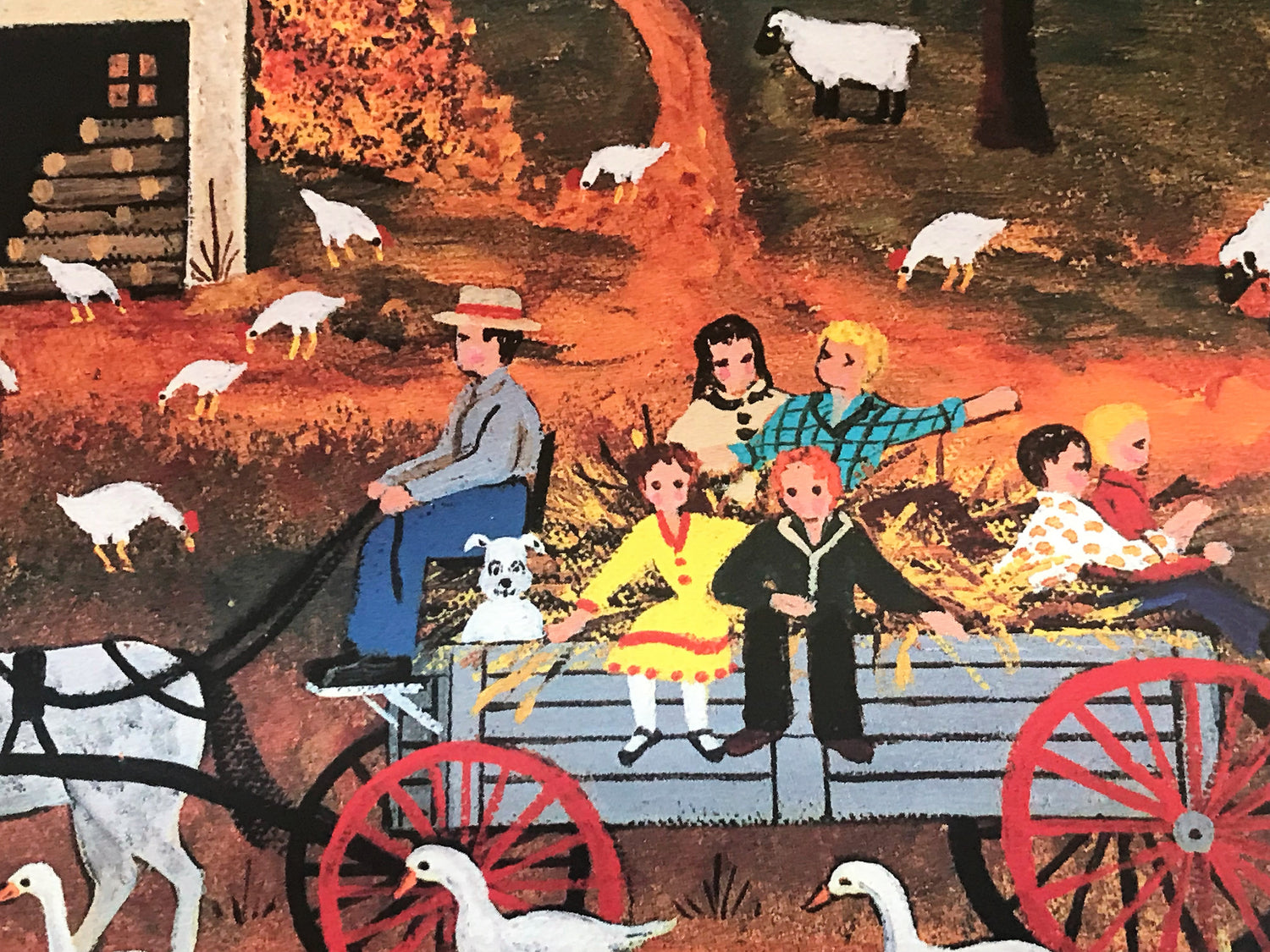 Five White Geese Jane Wooster Scott Lithograph Print Artist Hand Signed and Numbered