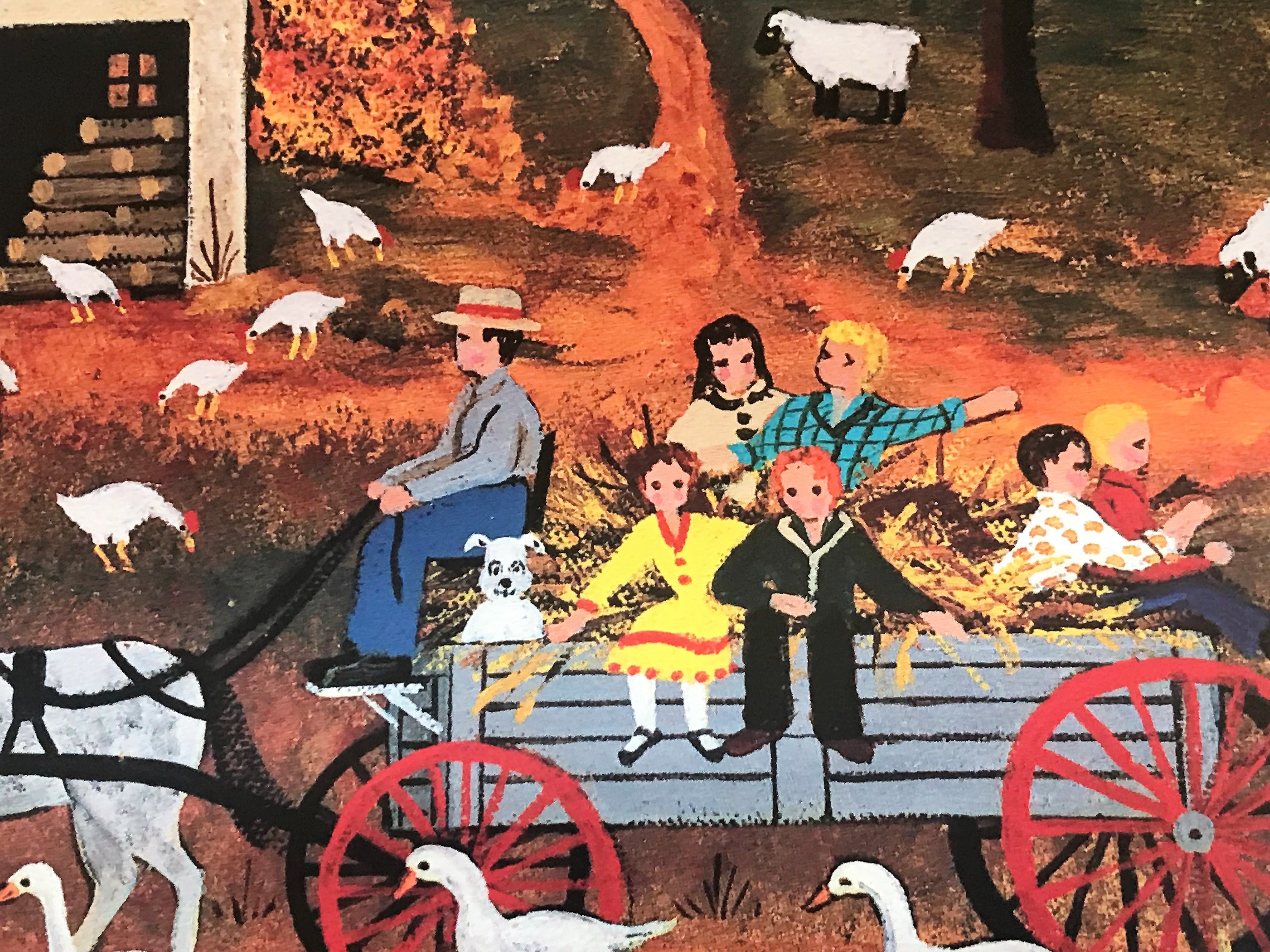 Five White Geese Jane Wooster Scott Lithograph Print Artist Hand Signed and Numbered