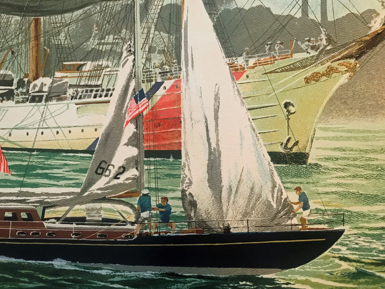 Tall Ships NY Harbor Harry Schaare Printers Proof Serigraph Print Artist Hand Signed and PP Numbered