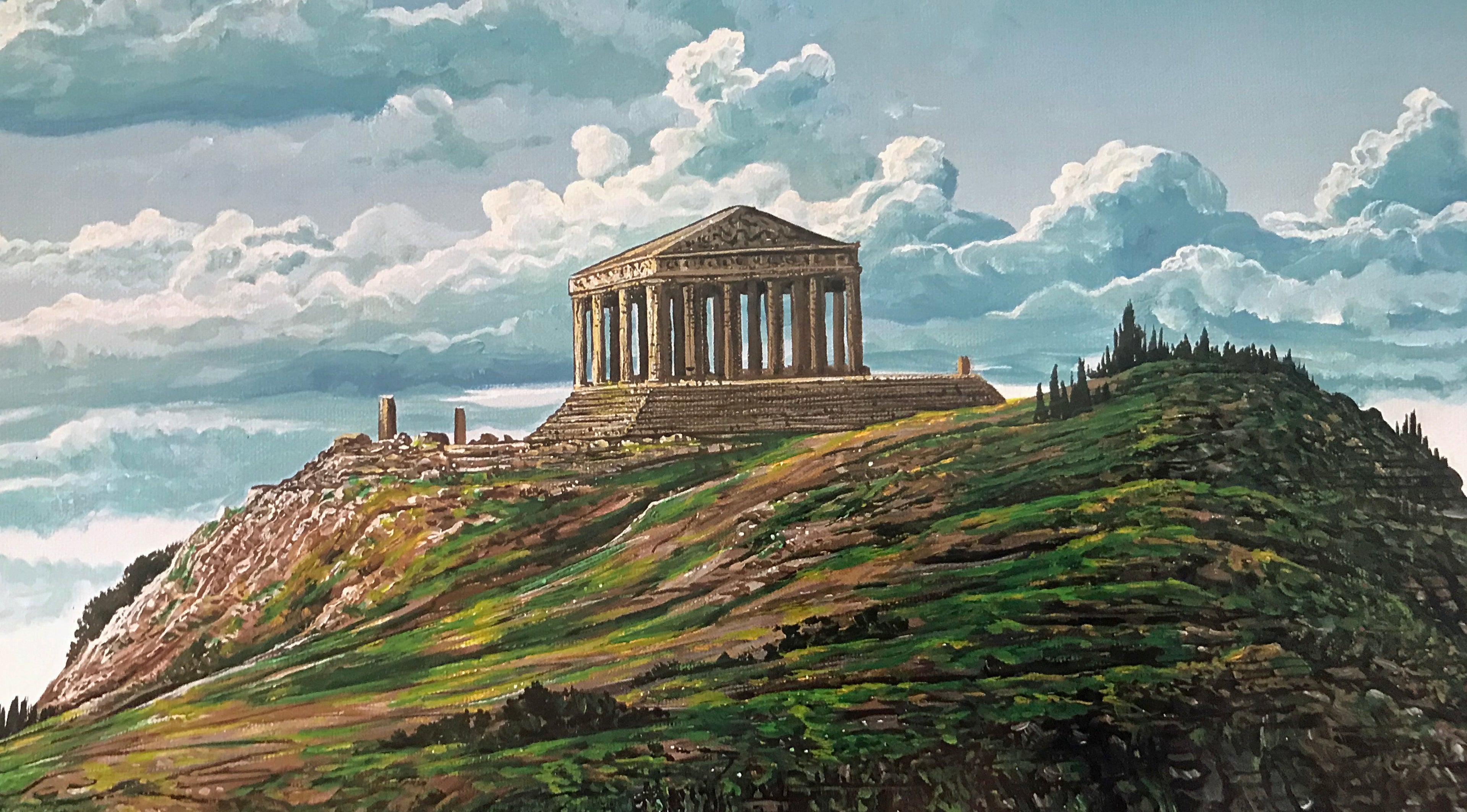 Athenian Odyssey Robert Lyn Nelson Mixed Media Print with Artist Hand Drawn Remarque Hand Signed and Numbered