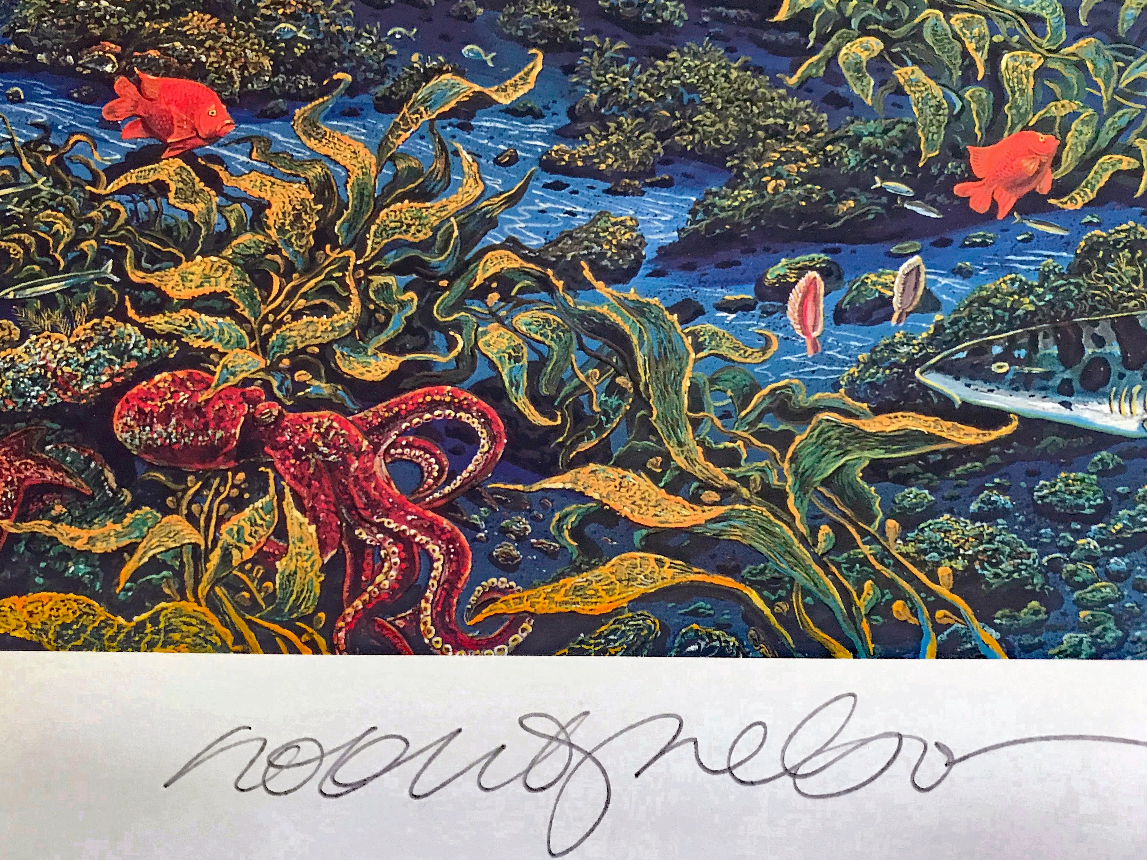 Golden Light on Cannery Row Robert Lyn Nelson Mixed Media Print Artist Hand Signed and Numbered