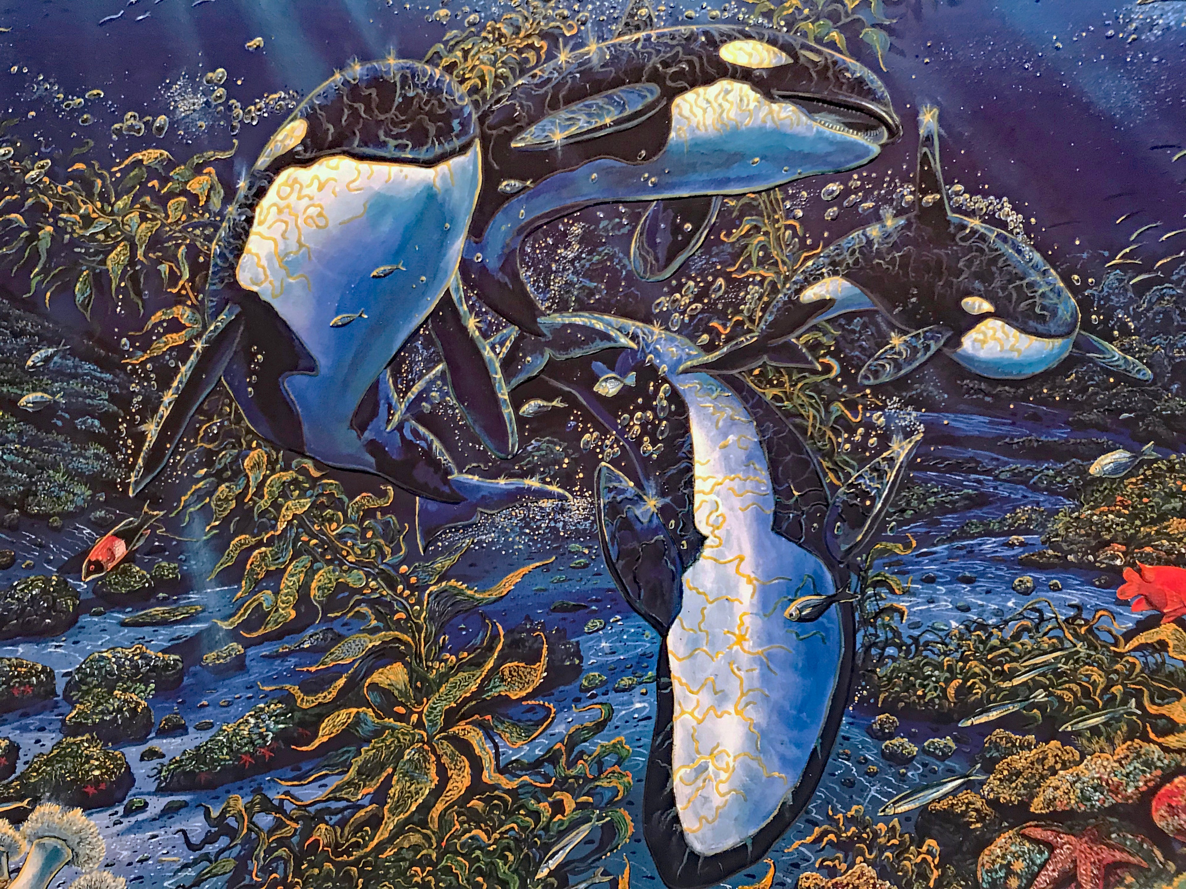 Golden Light on Cannery Row Robert Lyn Nelson Mixed Media Print Artist Hand Signed and Numbered