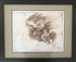Dragon Marta Wiley Original Mixed Media Ink Sketch Artist Hand Signed Thumb Printed Framed