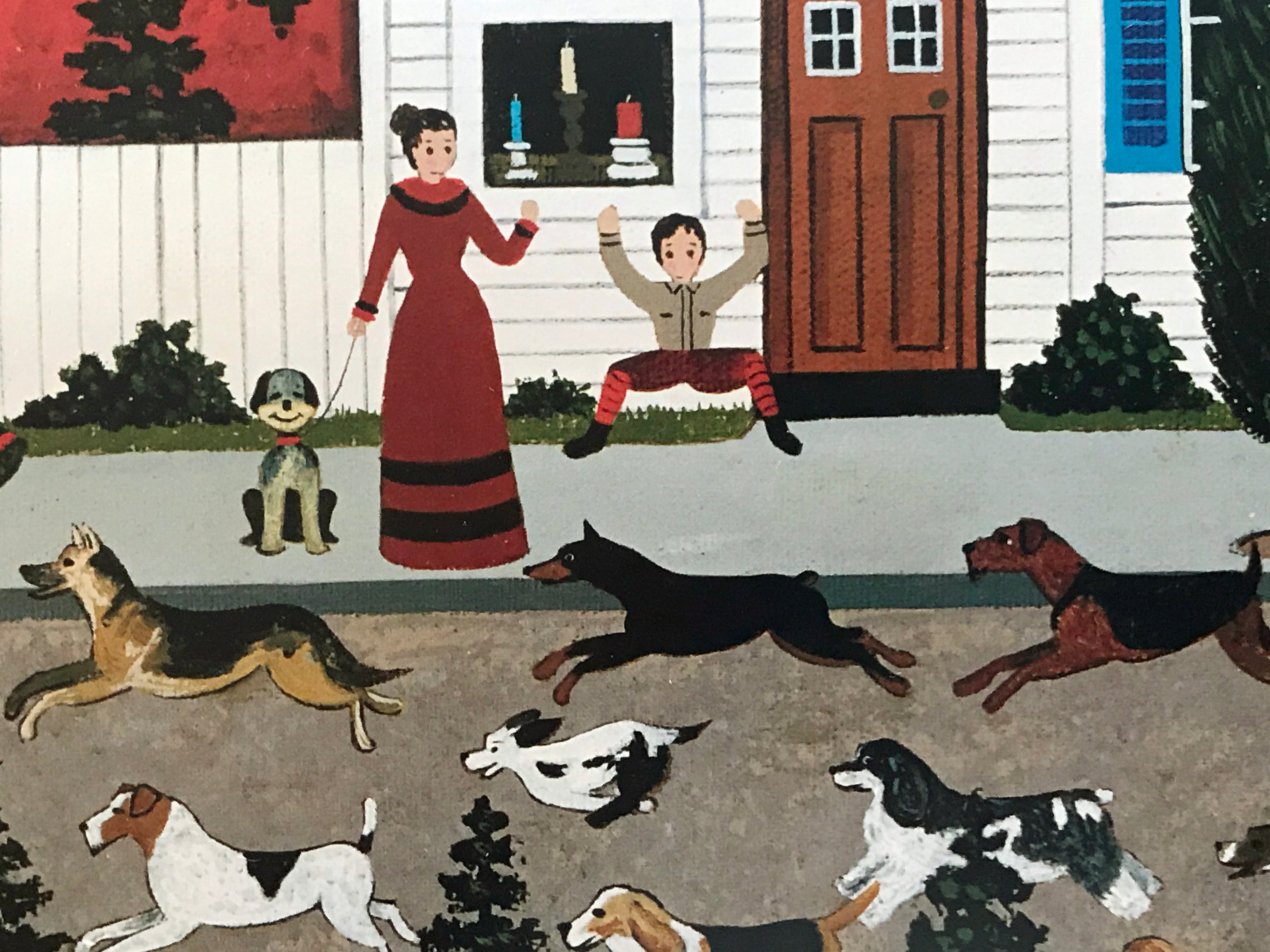 Doggie Deliverance Jane Wooster Scott Lithograph Print Artist Hand Signed and Numbered