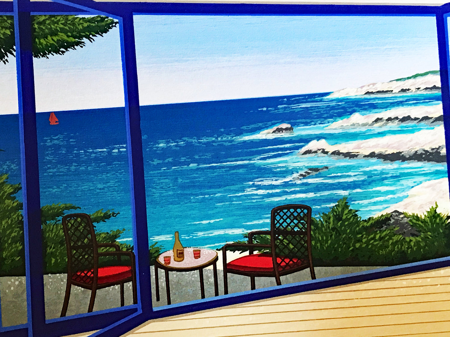 Villa in Big Sur Fanch Ledan Serigraph Print Artist Hand Signed and Numbered