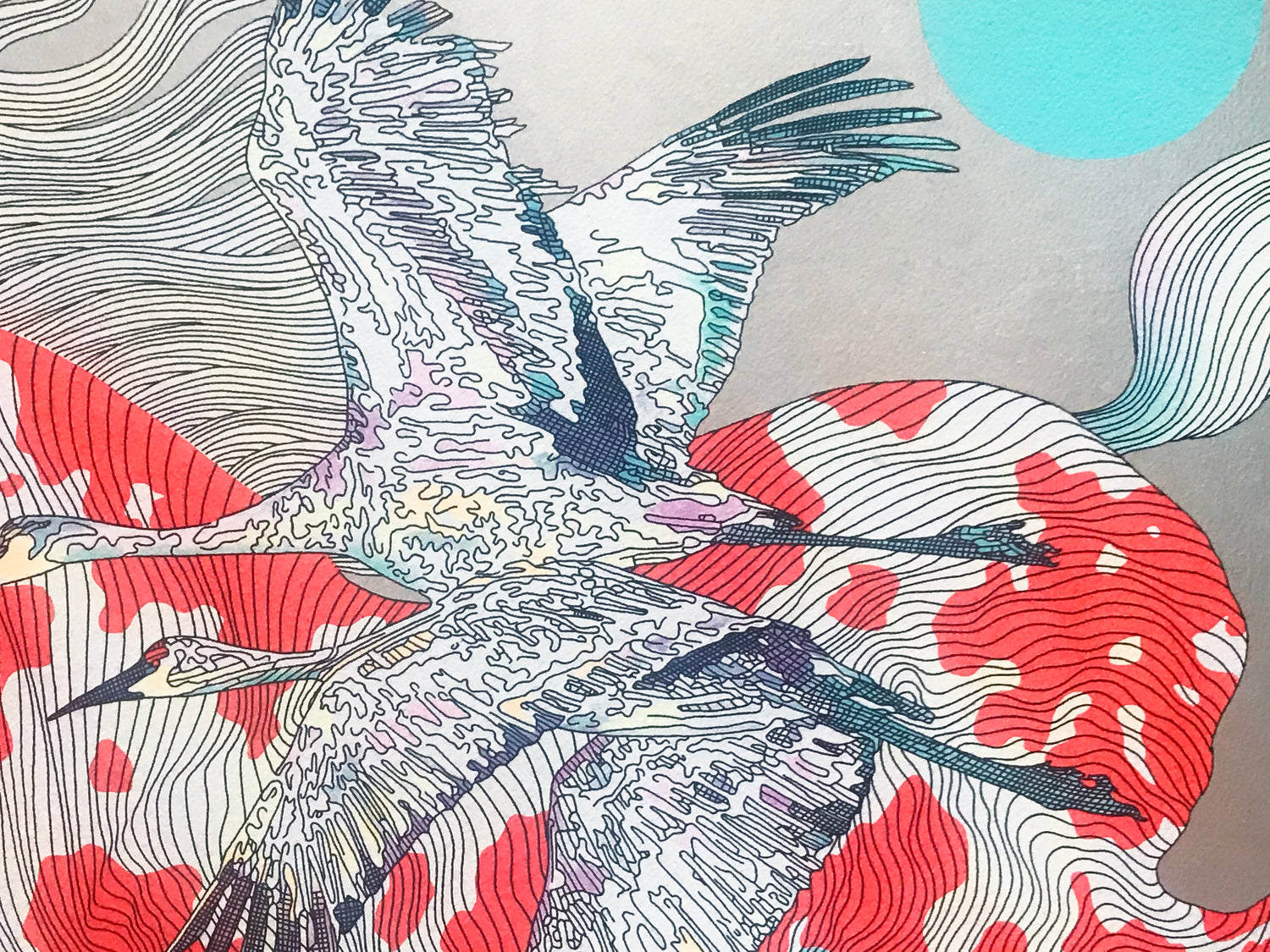 It Takes Two Guillaume Silver Leaf Embellished Serigraph Print Artist Hand Signed and Numbered