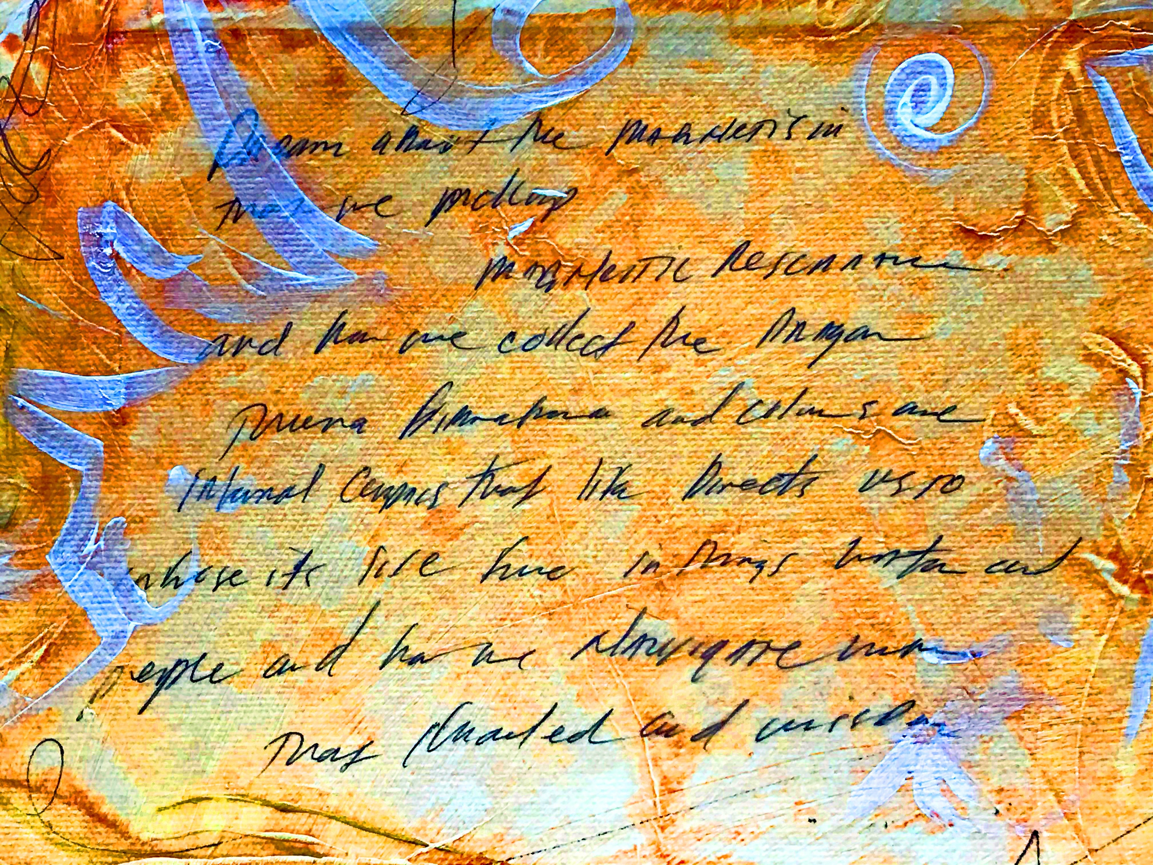 Marta Wiley Original Mixed Media Sketch and Acrylic Painting on Canvas Artist Signed and Thumb Printed