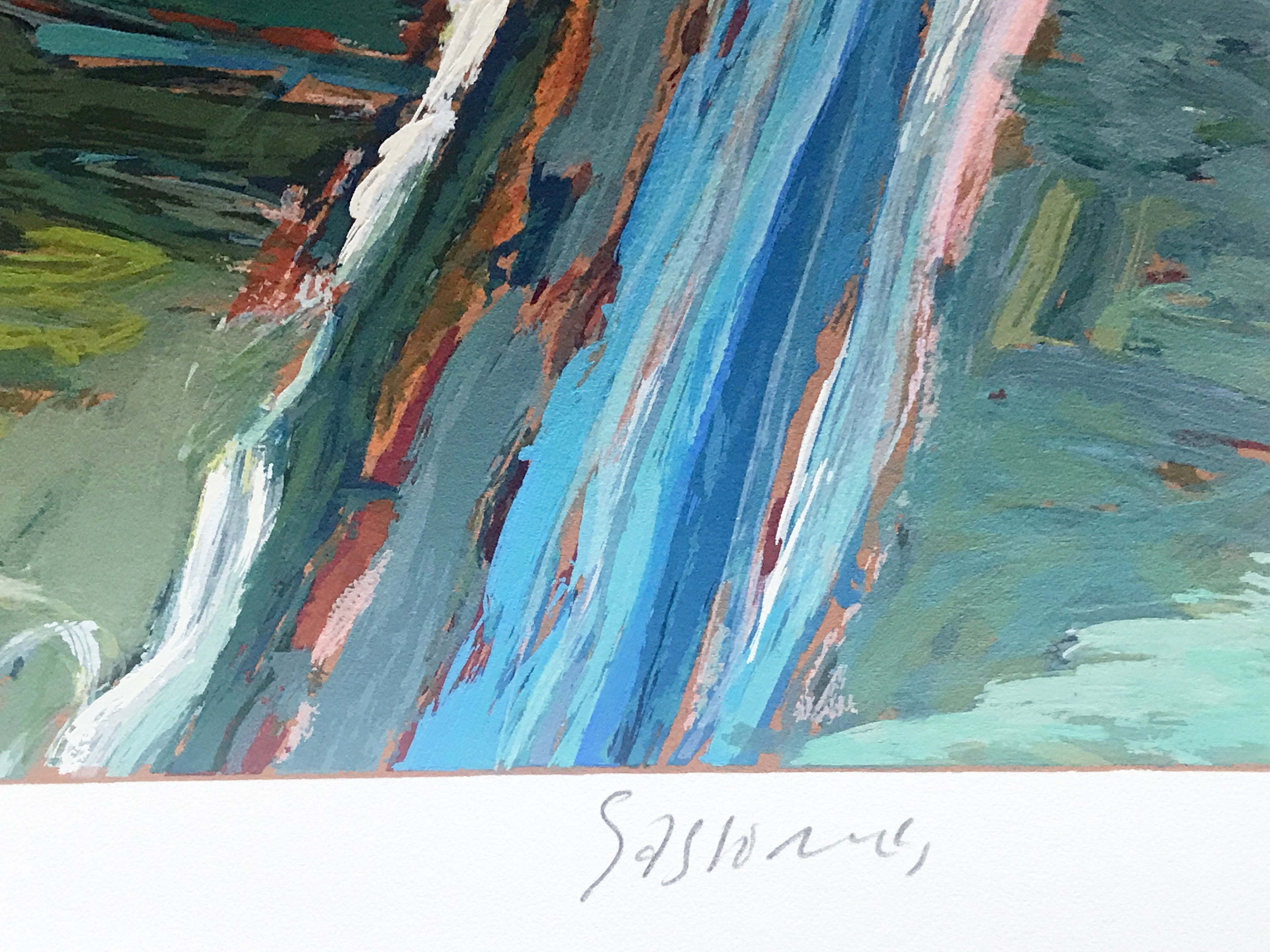 Le Balcon Bleu Marco Sassone Serigraph Print Artist Hand Signed and Numbered