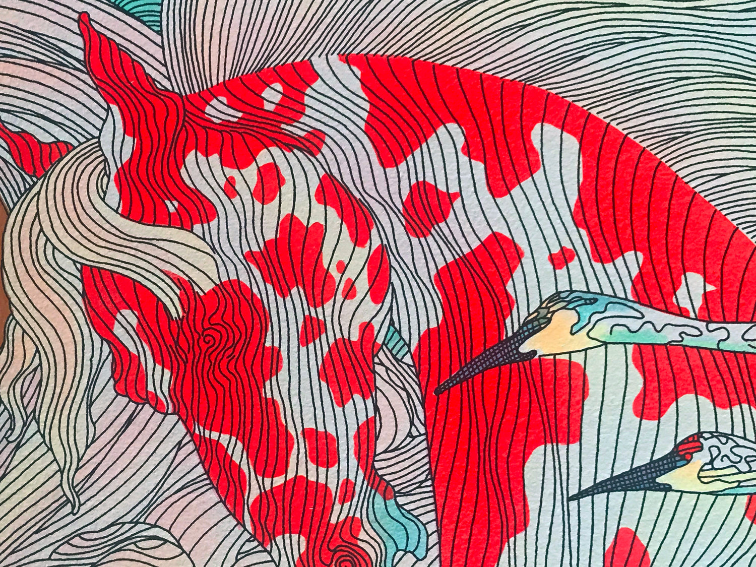 It Takes Two Guillaume Bronze Leaf Embellished Serigraph Print Artist Hand Signed and Numbered