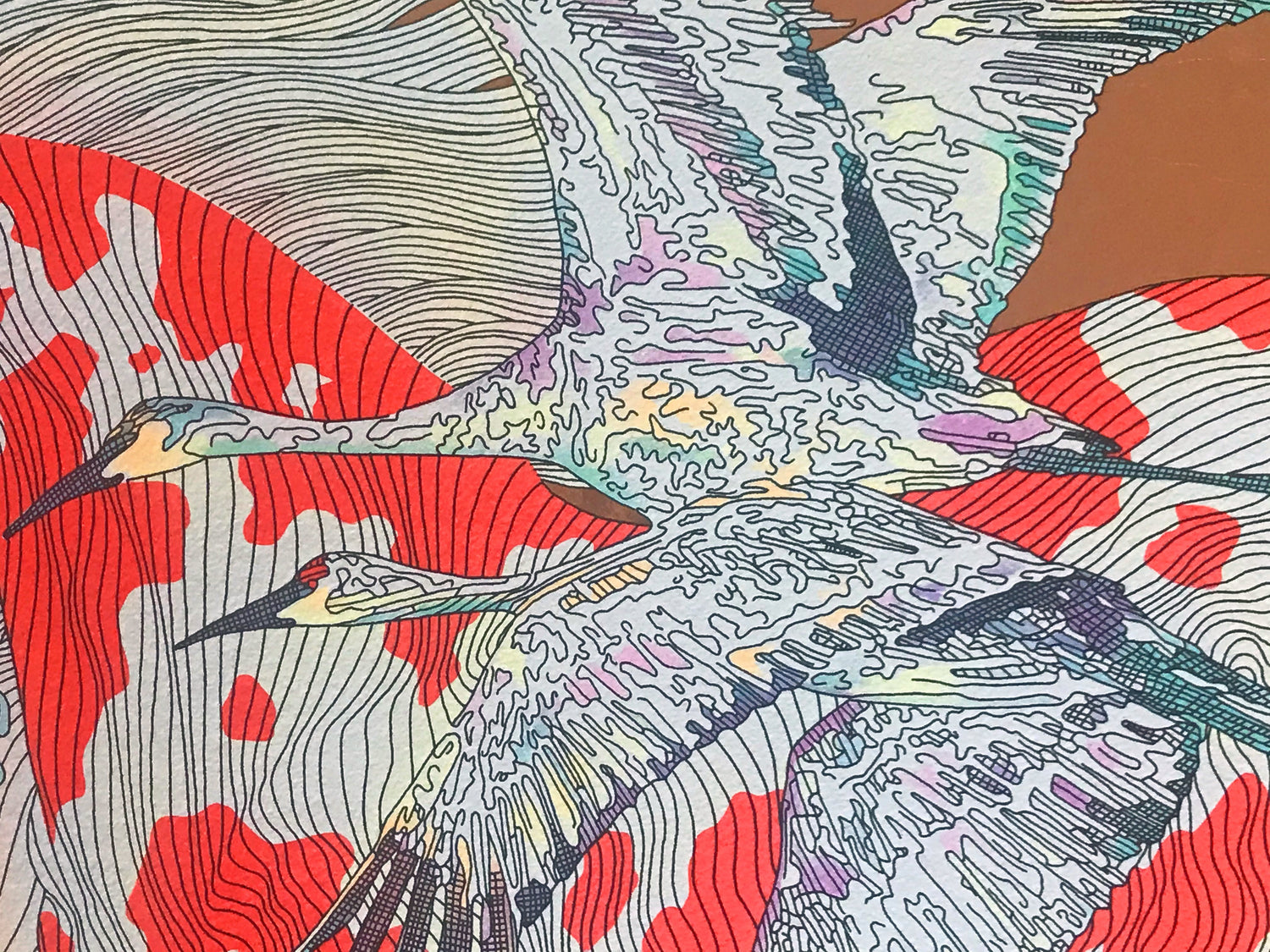 It Takes Two Guillaume Bronze Leaf Embellished Serigraph Print Artist Hand Signed and Numbered