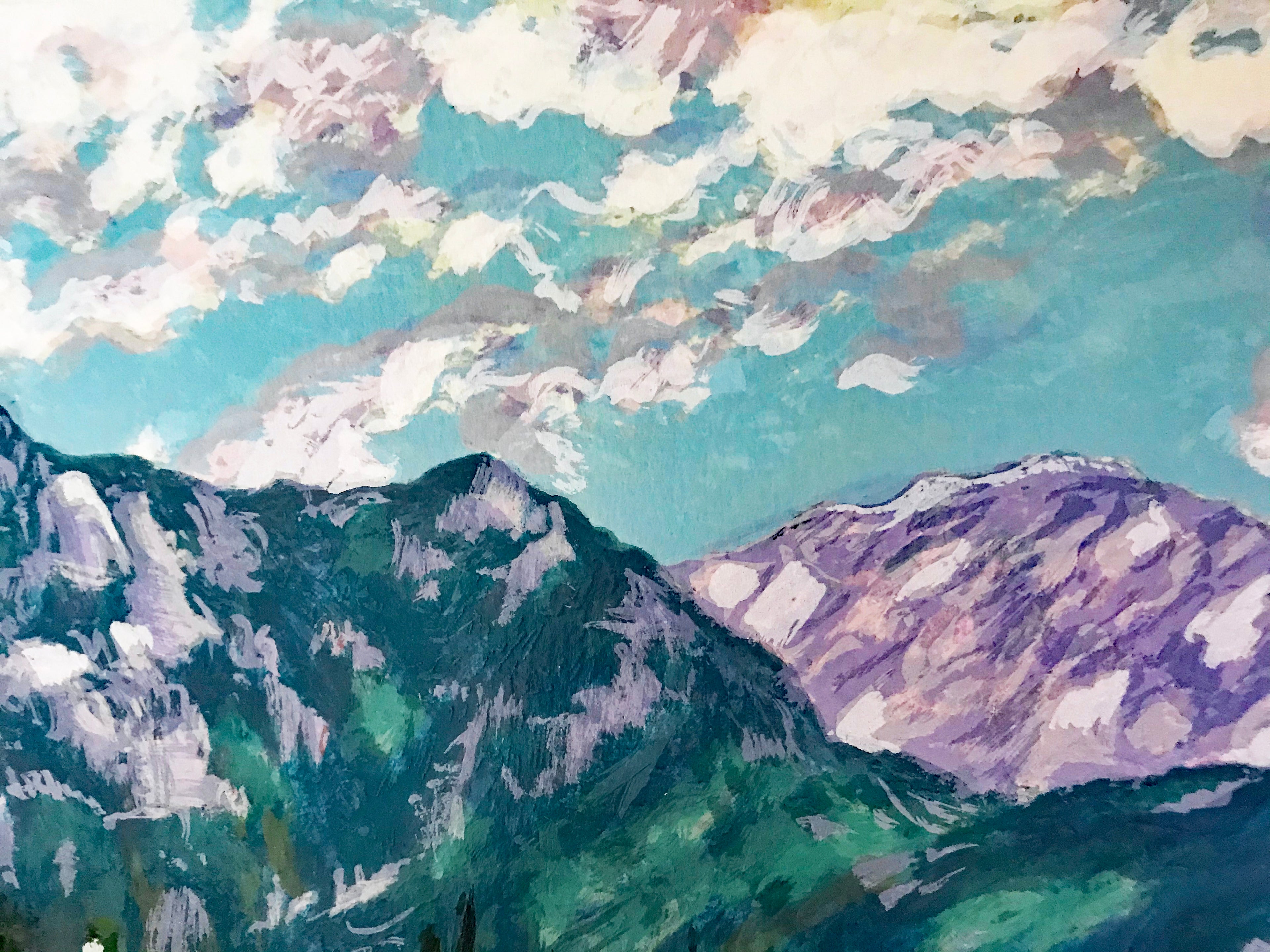 Bellagio Hillside Howard Behrens Serigraph Print Artist Hand Signed and Numbered