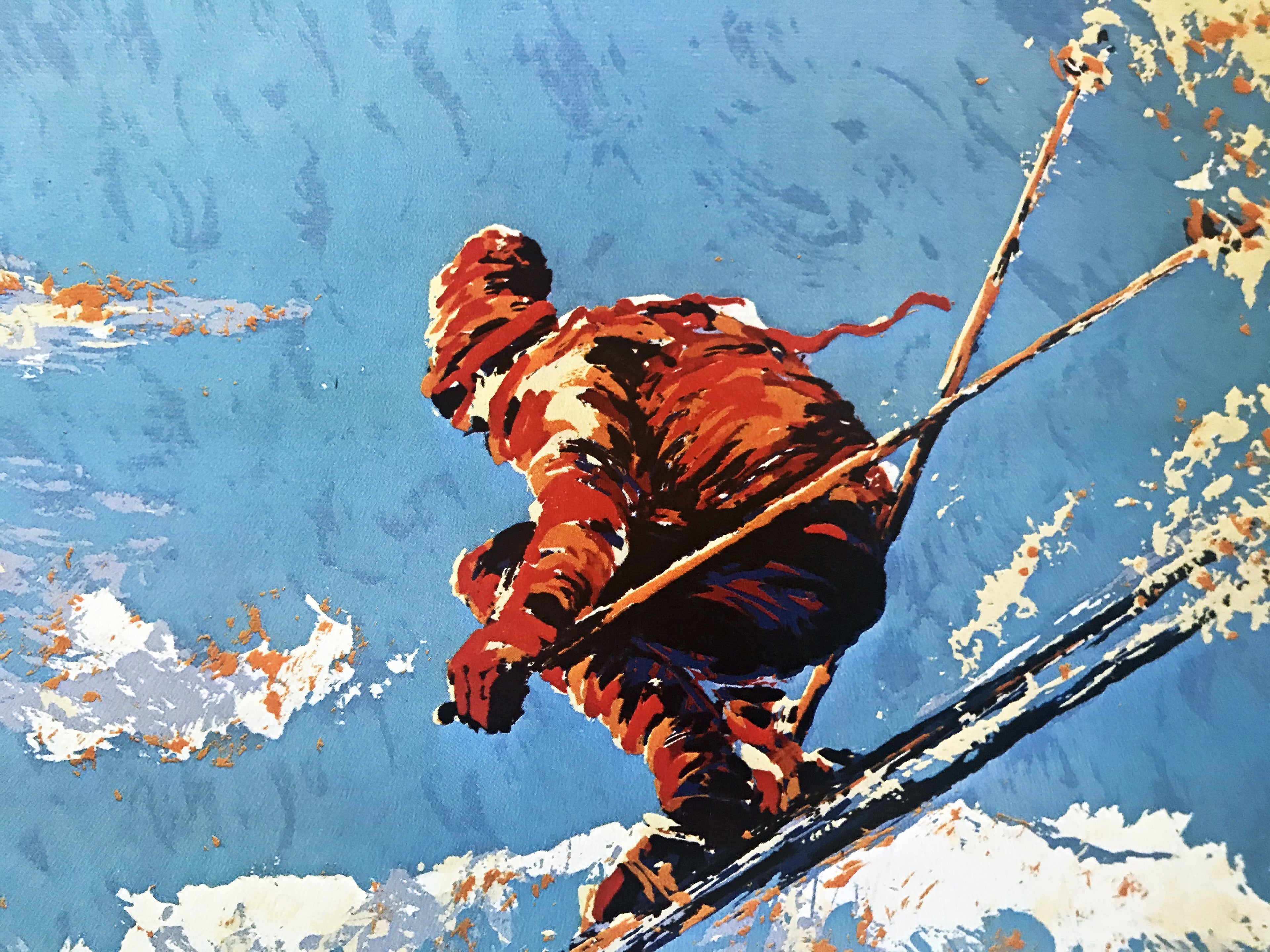 The Sunset Skier Paul Blaine Henrie Printers Proof Serigraph Print Artist Hand Signed and PP Numbered