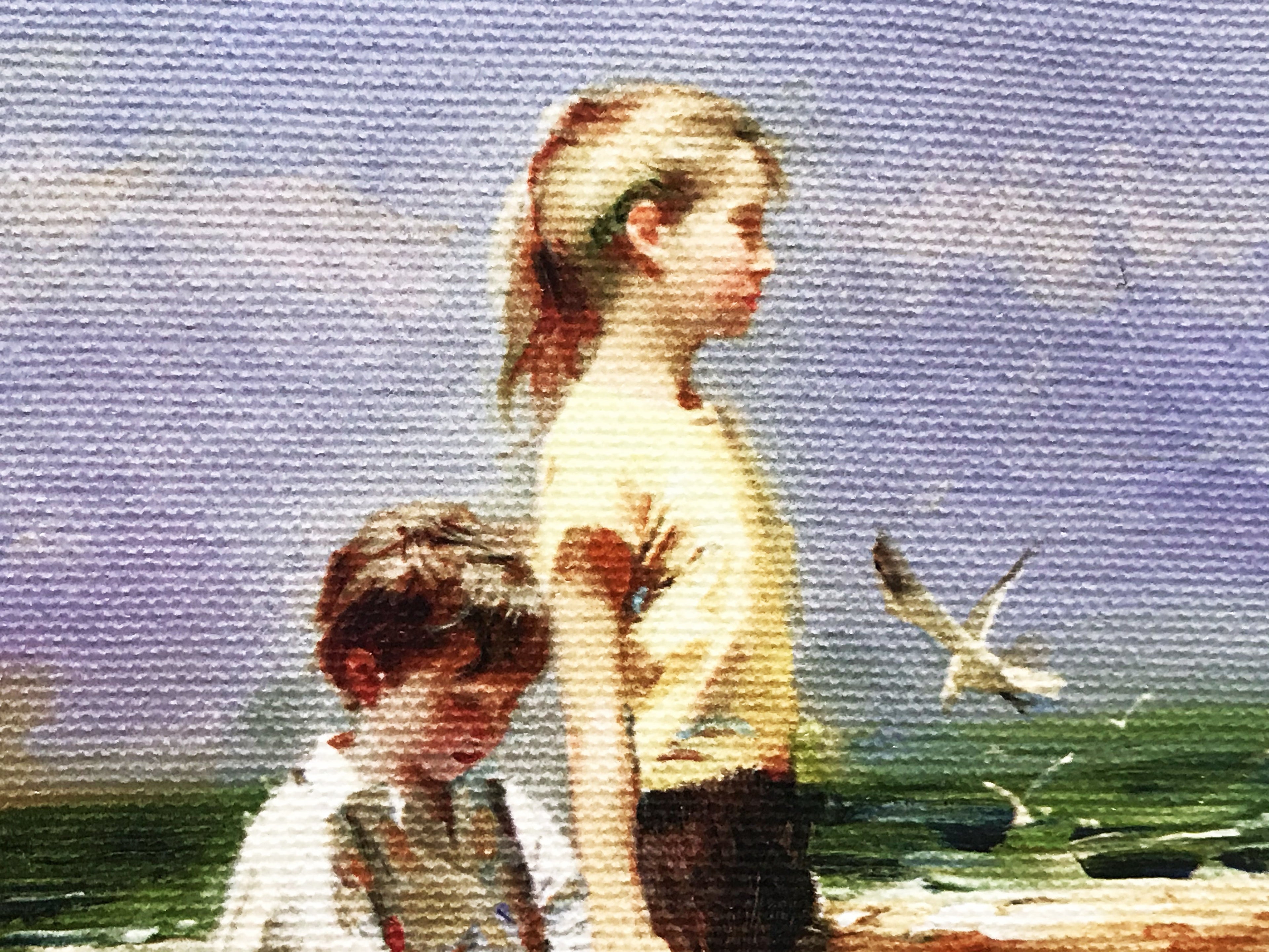 Seaside Gathering Pino Daeni Canvas Giclée Print Artist Hand Signed and Numbered