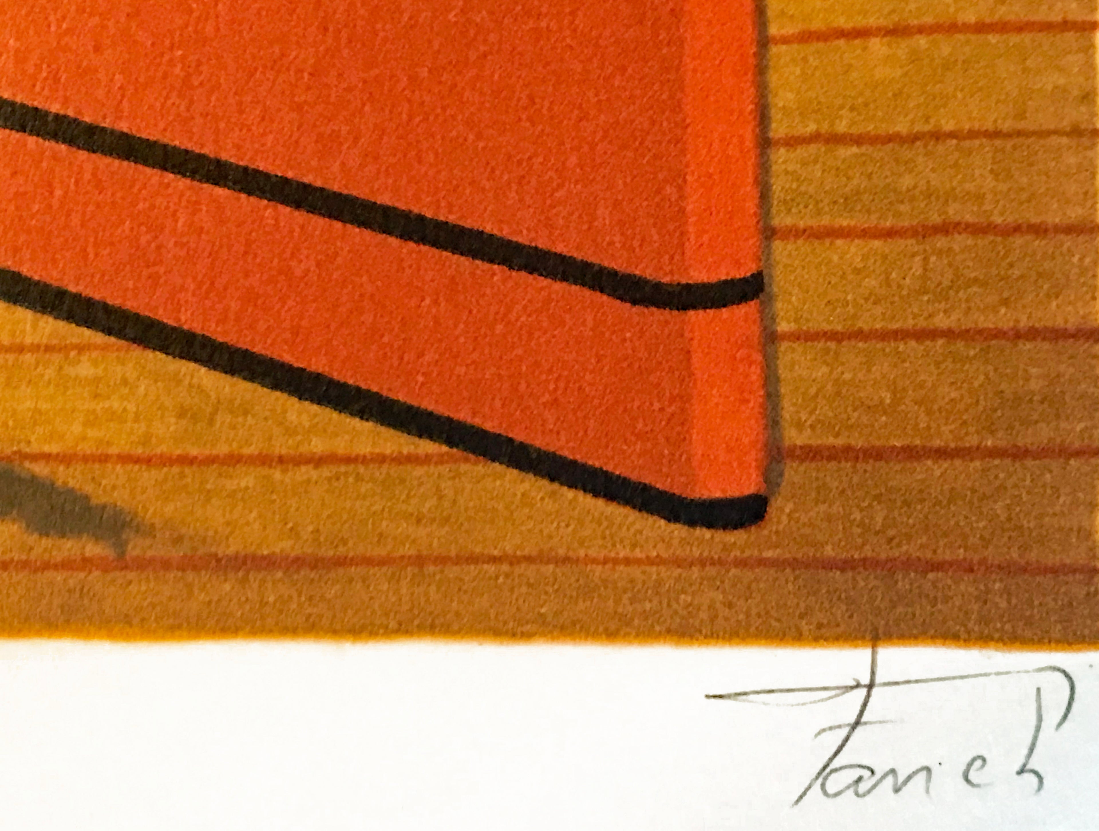 Interior with Fireplace Fanch Ledan Artist Proof Lithograph Print Artist Hand Signed and AP Numbered