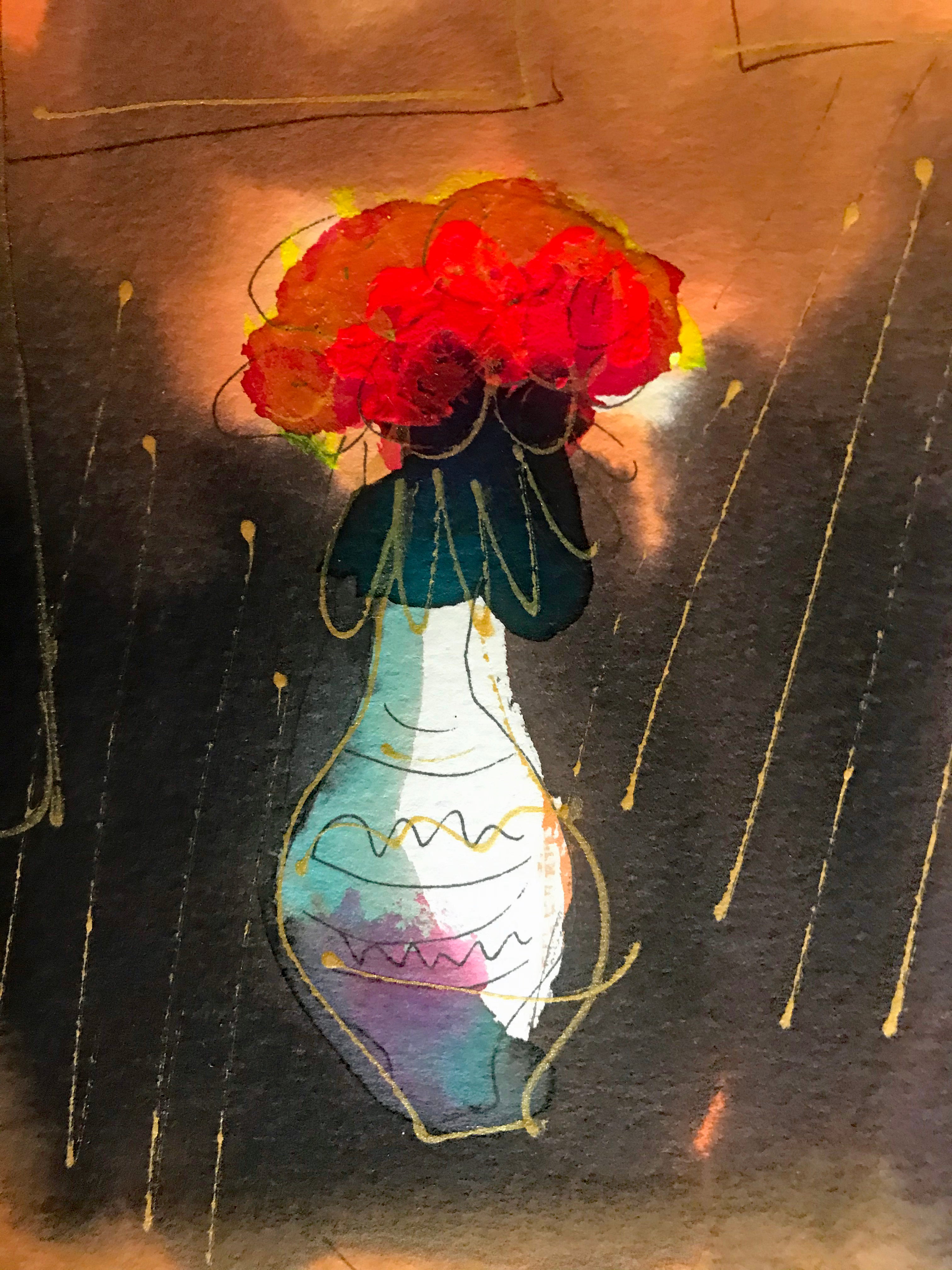 Moshe Leider Untitled Original Mixed Media Painting Artist Hand Signed