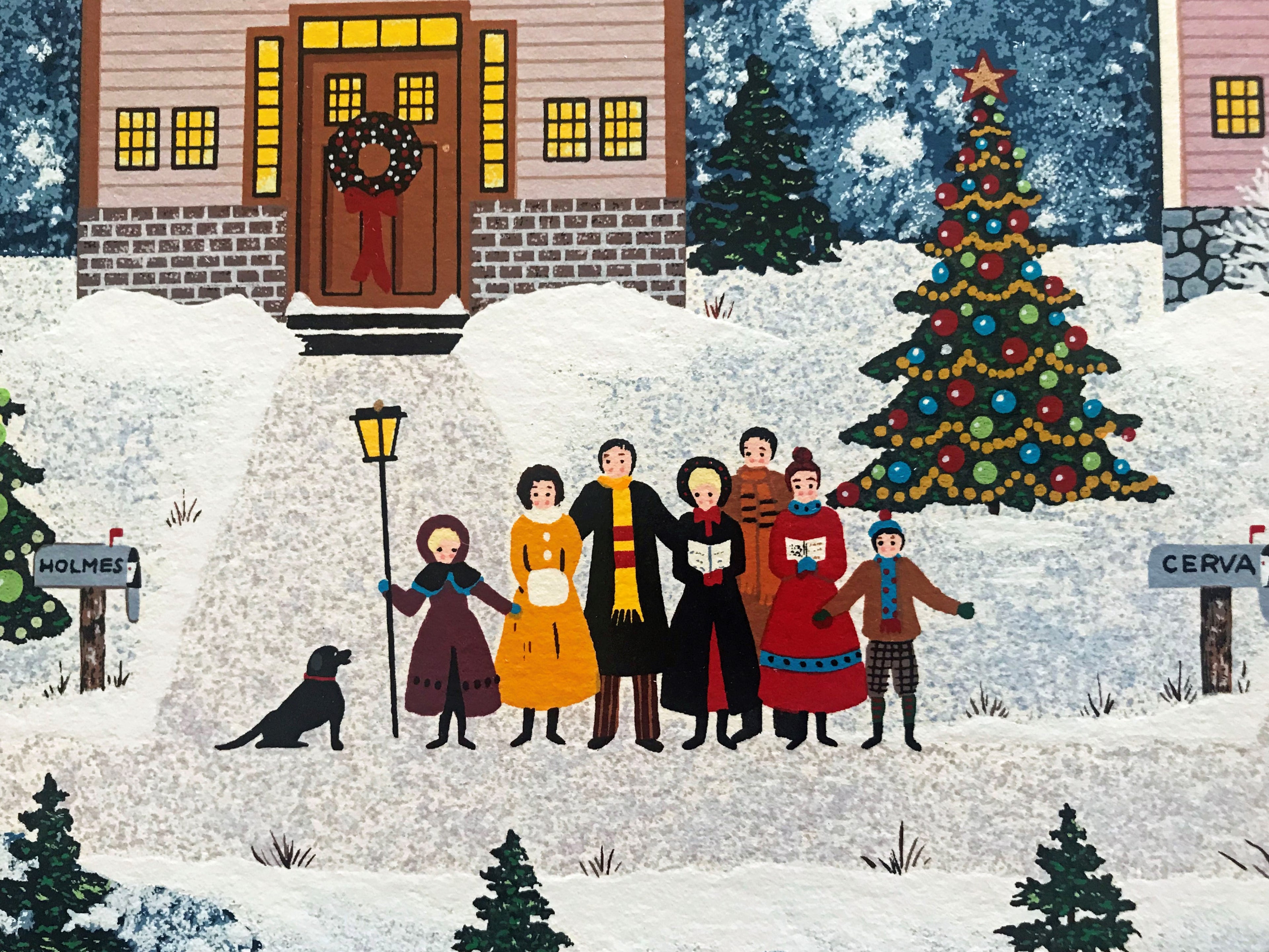 Holiday Sleigh Ride Jane Wooster Scott Serigraph Print Artist Hand Signed and Numbered