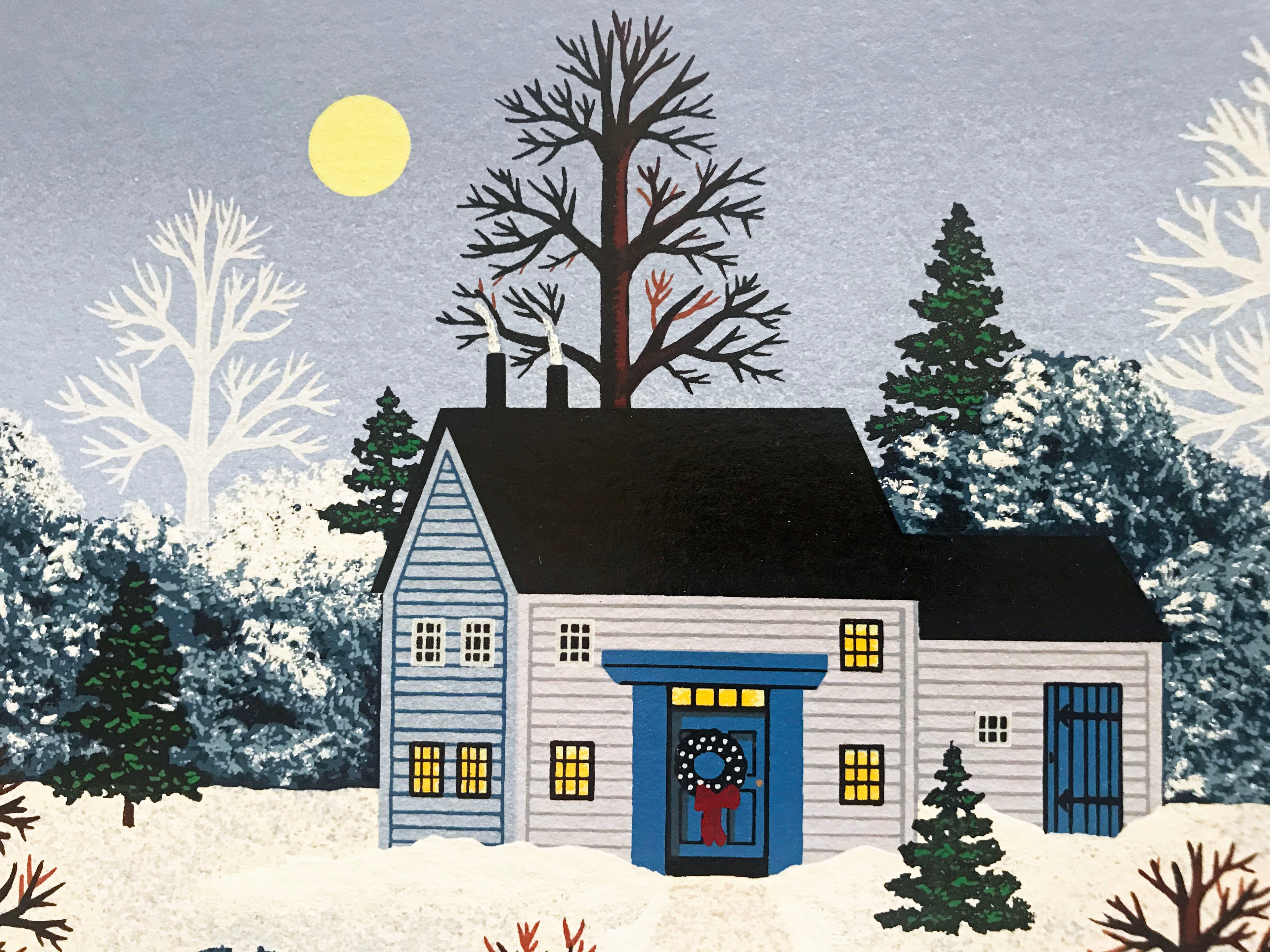 Holiday Sleigh Ride Jane Wooster Scott Serigraph Print Artist Hand Signed and Numbered
