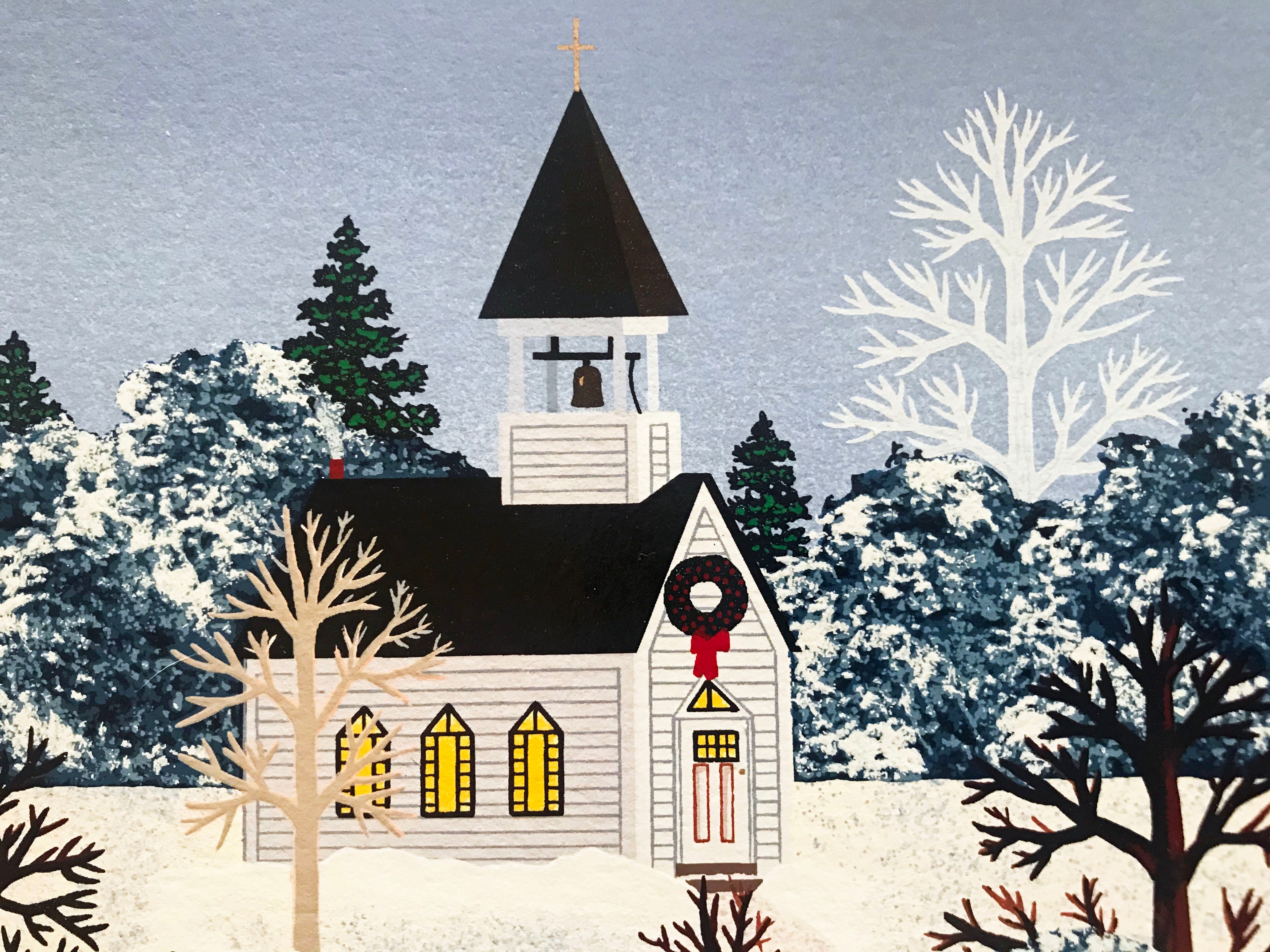 Holiday Sleigh Ride Jane Wooster Scott Serigraph Print Artist Hand Signed and Numbered