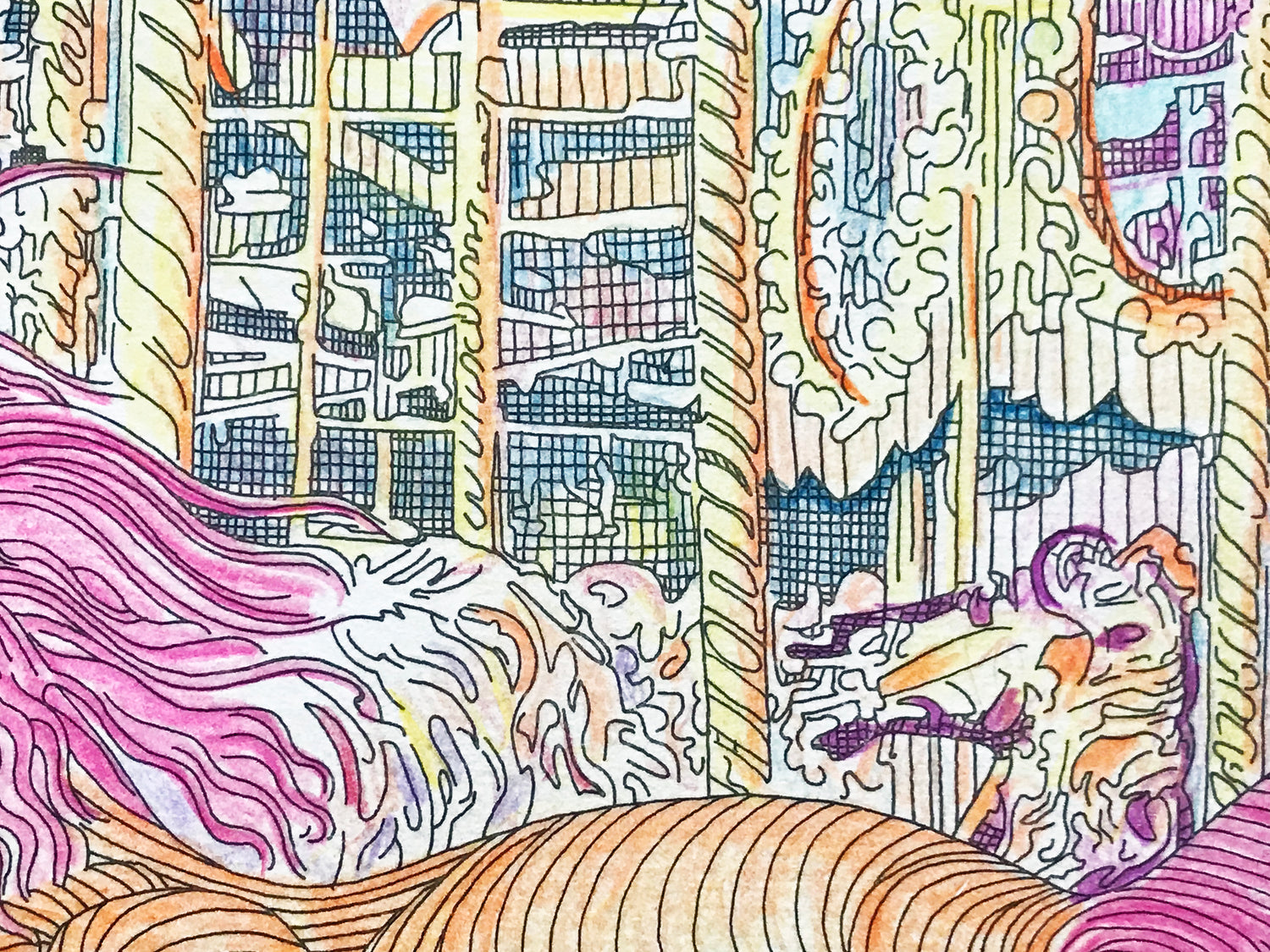 Manege II Guillaume Gold Leaf Embellished Hand Colored Etching Artist Hand Signed and Numbered