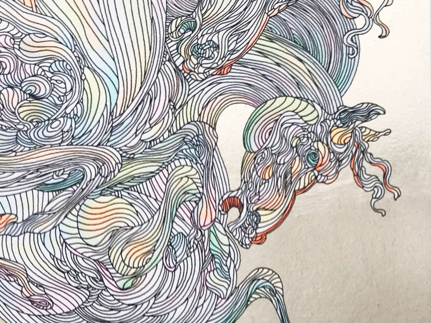 Lever De Soleil Guillaume Silver Leaf Hand Embellished Serigraph Print Artist Signed and Numbered