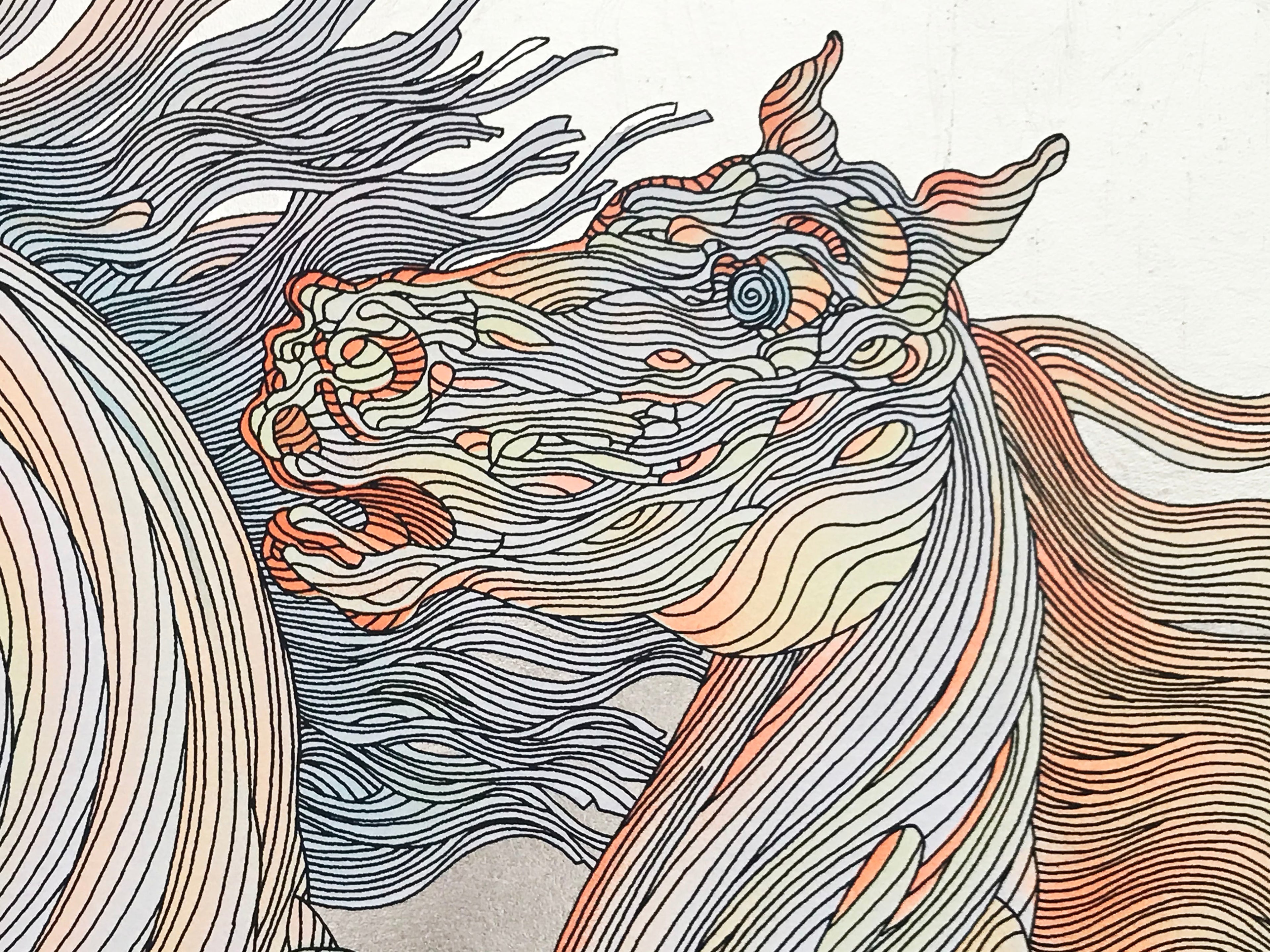 Lever De Soleil - Limited Edition Serigraph on Paper Embellished with Silver Leaf by Guillaume Azoulay