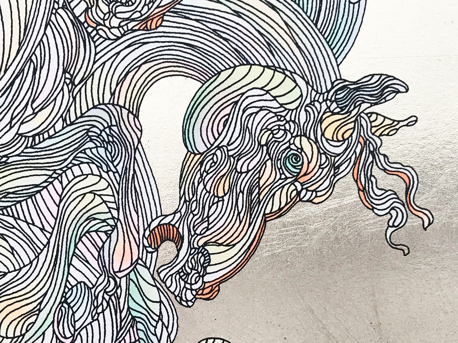 Lever De Soleil Guillaume Silver Leaf Hand Embellished Serigraph Print Artist Signed and Numbered