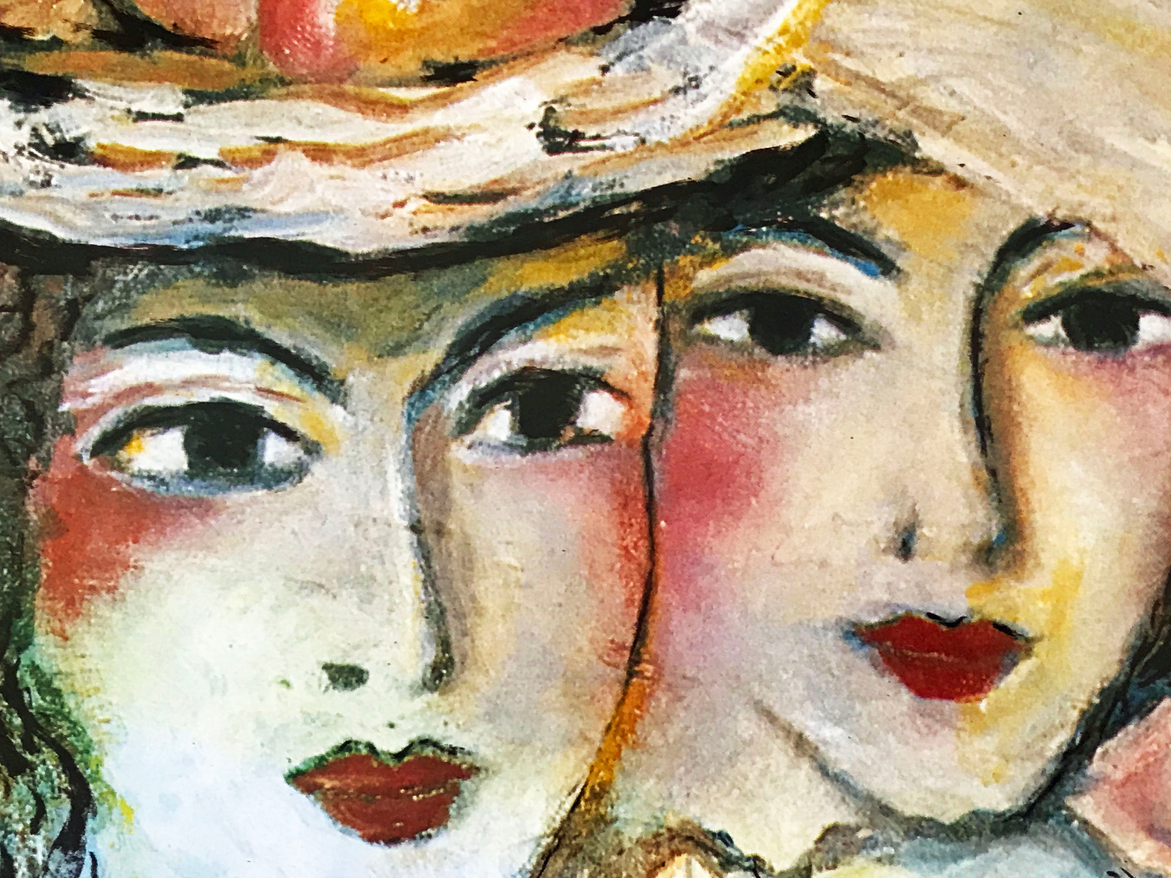 Three Women Zamy Steynovitz Offset Lithograph Print Artist Hand Signed Numbered and Framed