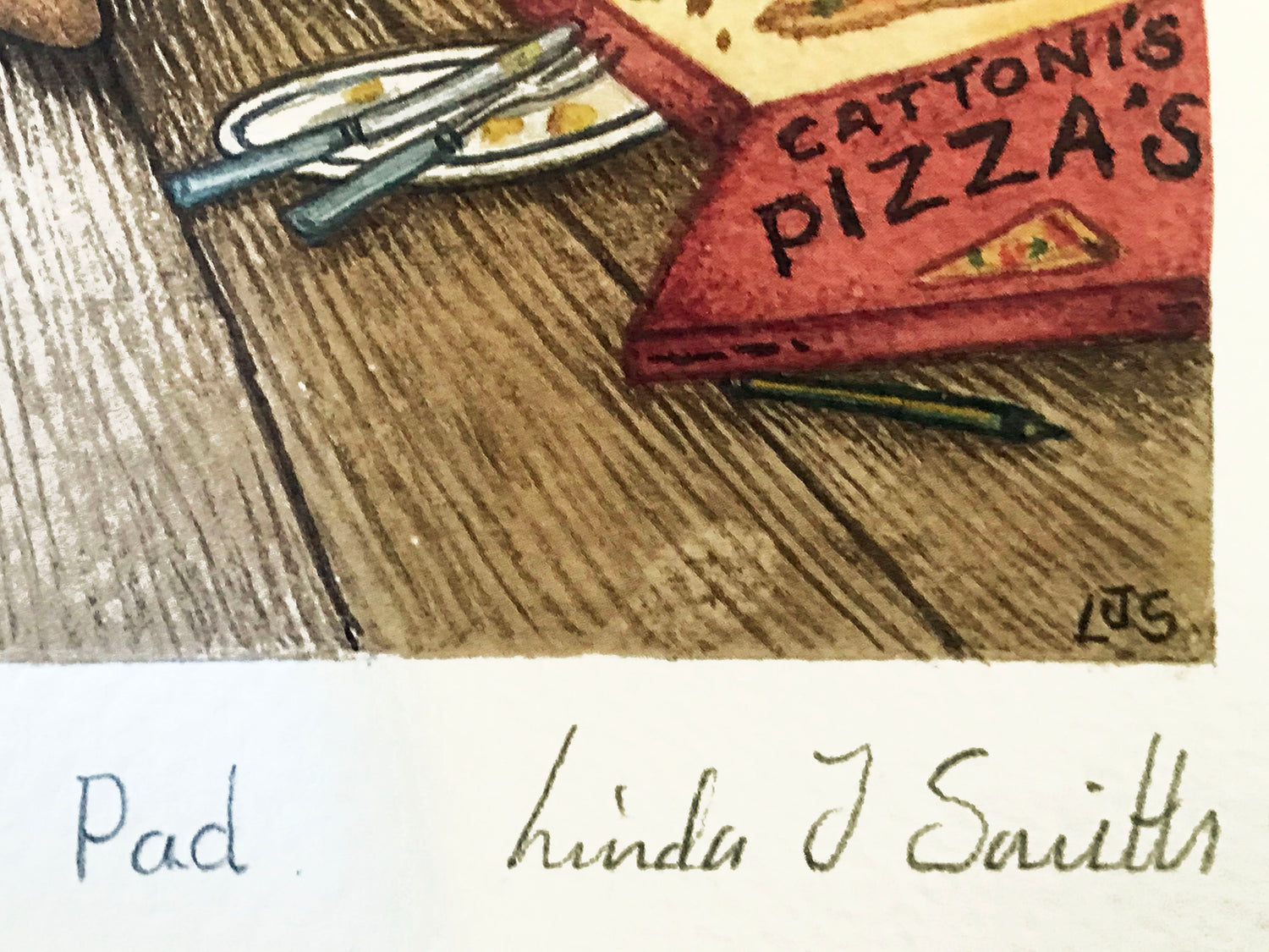 Bachelor Pad Linda Jane Smith Lithograph Print Artist Hand Signed Numbered and Framed