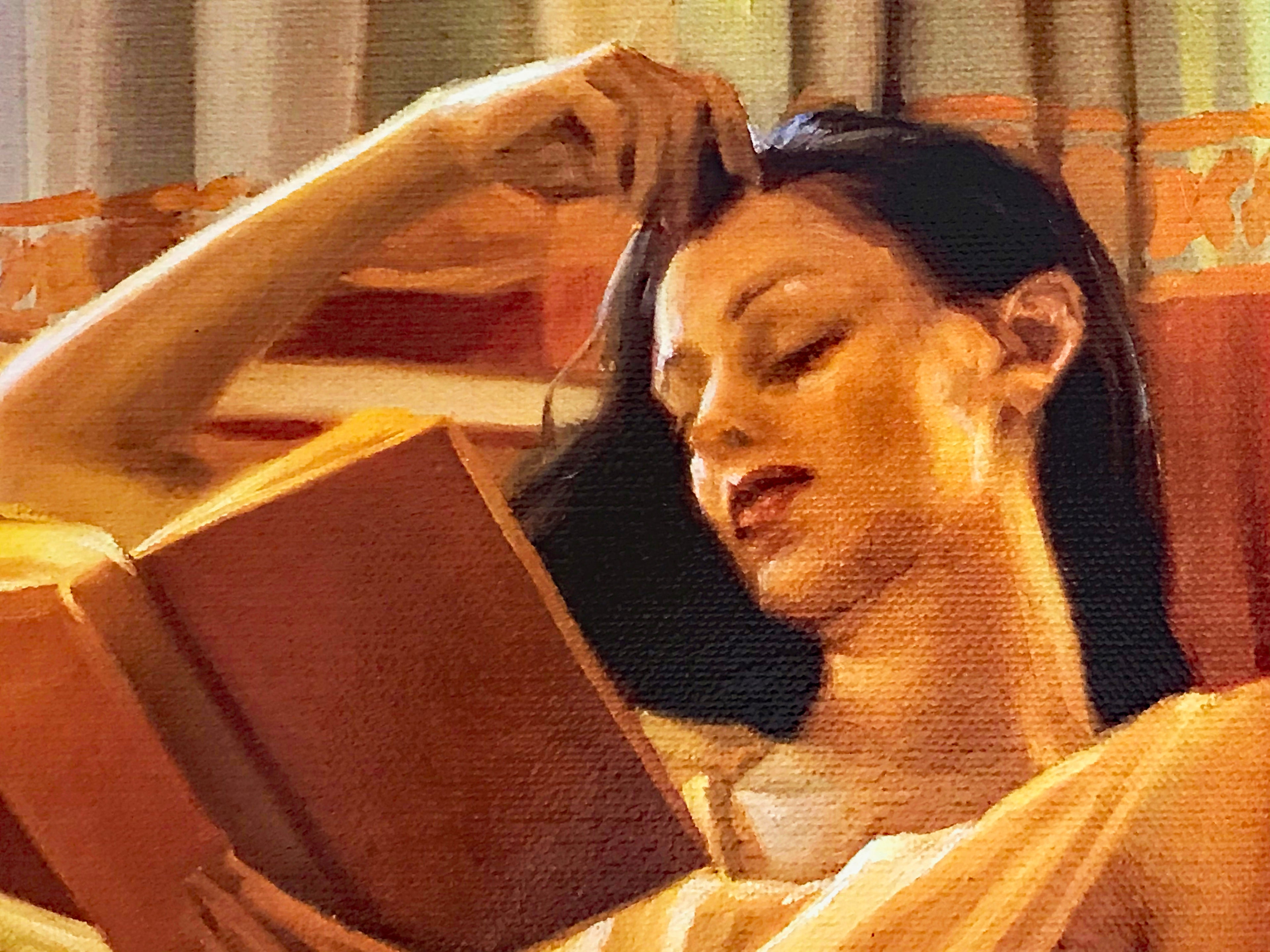 Reclined Read Carrie Graber Canvas Giclée Print Artist Hand Signed and Numbered