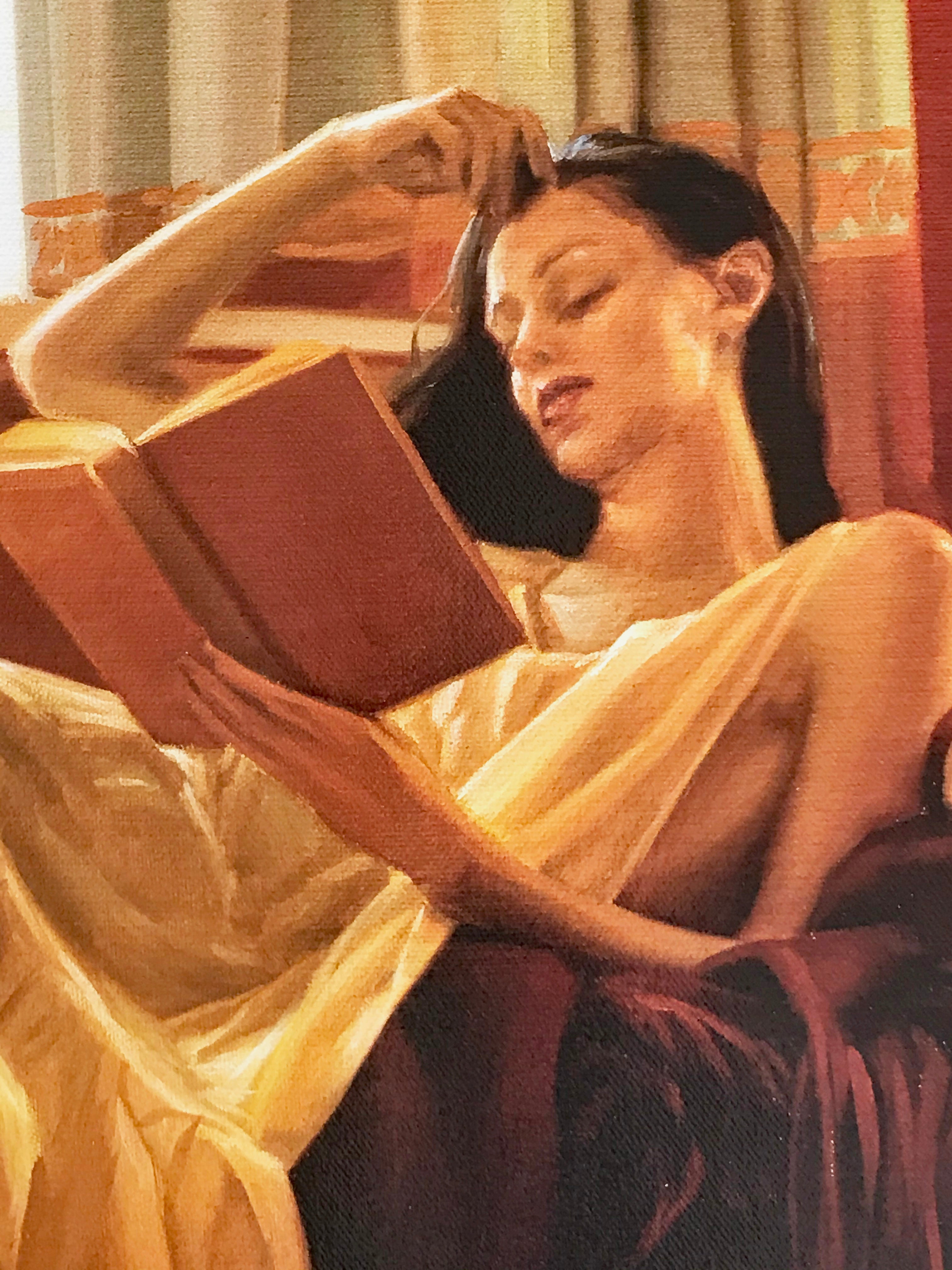Reclined Read Carrie Graber Canvas Giclée Print Artist Hand Signed and Numbered