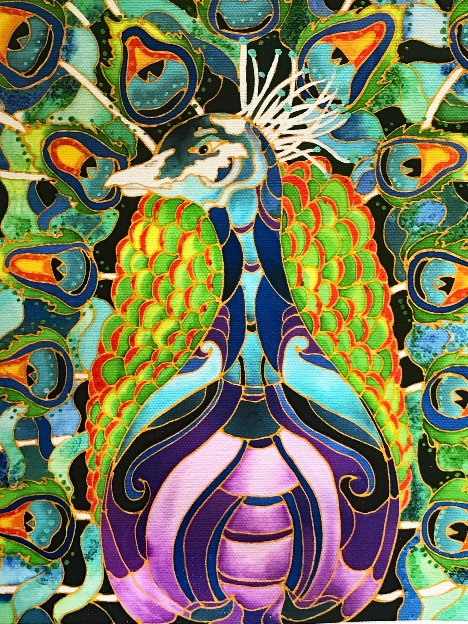 Peacock Linnea Pergola Canvas Giclée Print Artist Hand Signed and Numbered