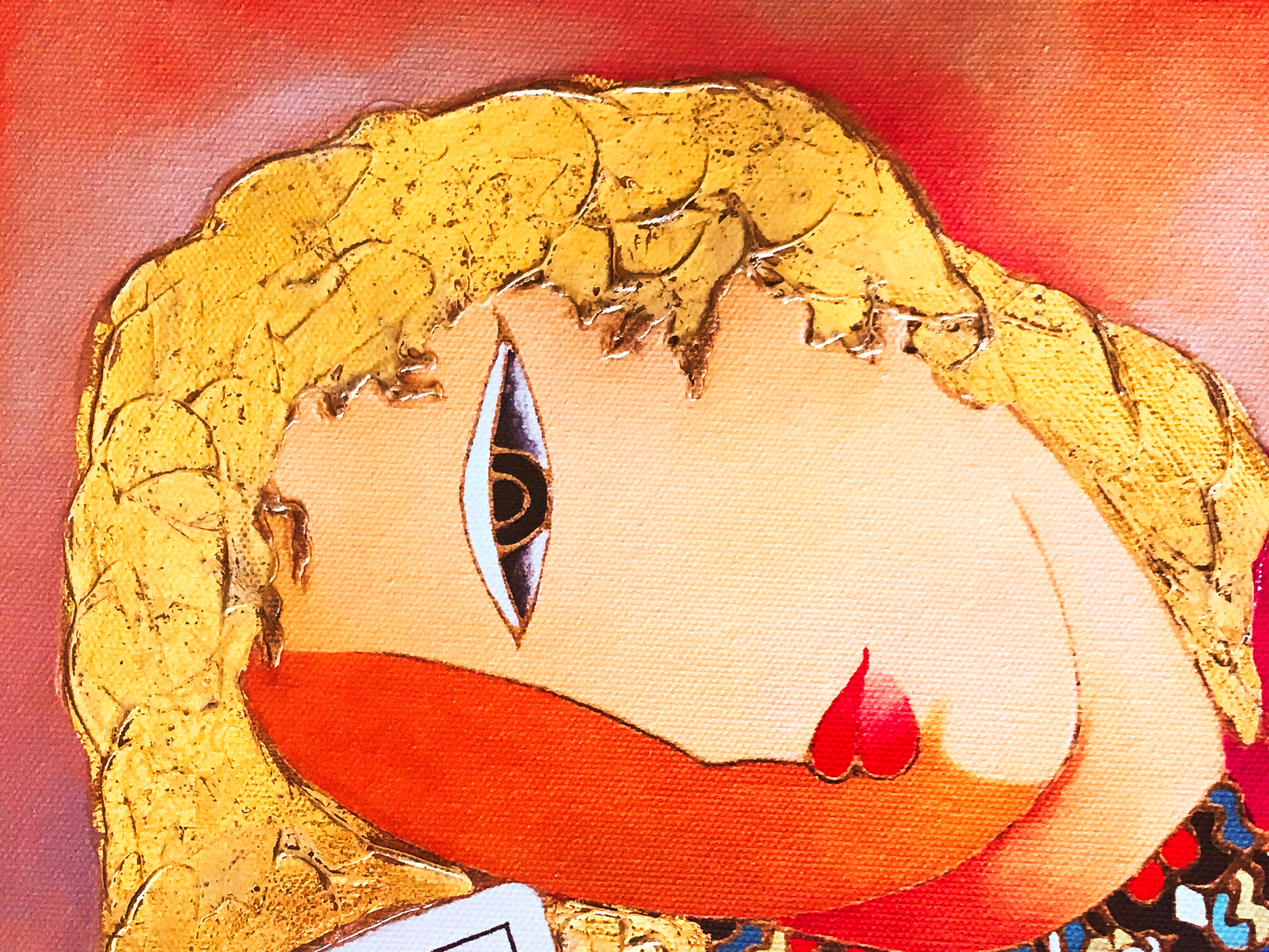 Nordic Queen of Spades Arbe Ara Berberyan Hand Embellished Canvas Giclée Print Artist Artist Signed and Numbered