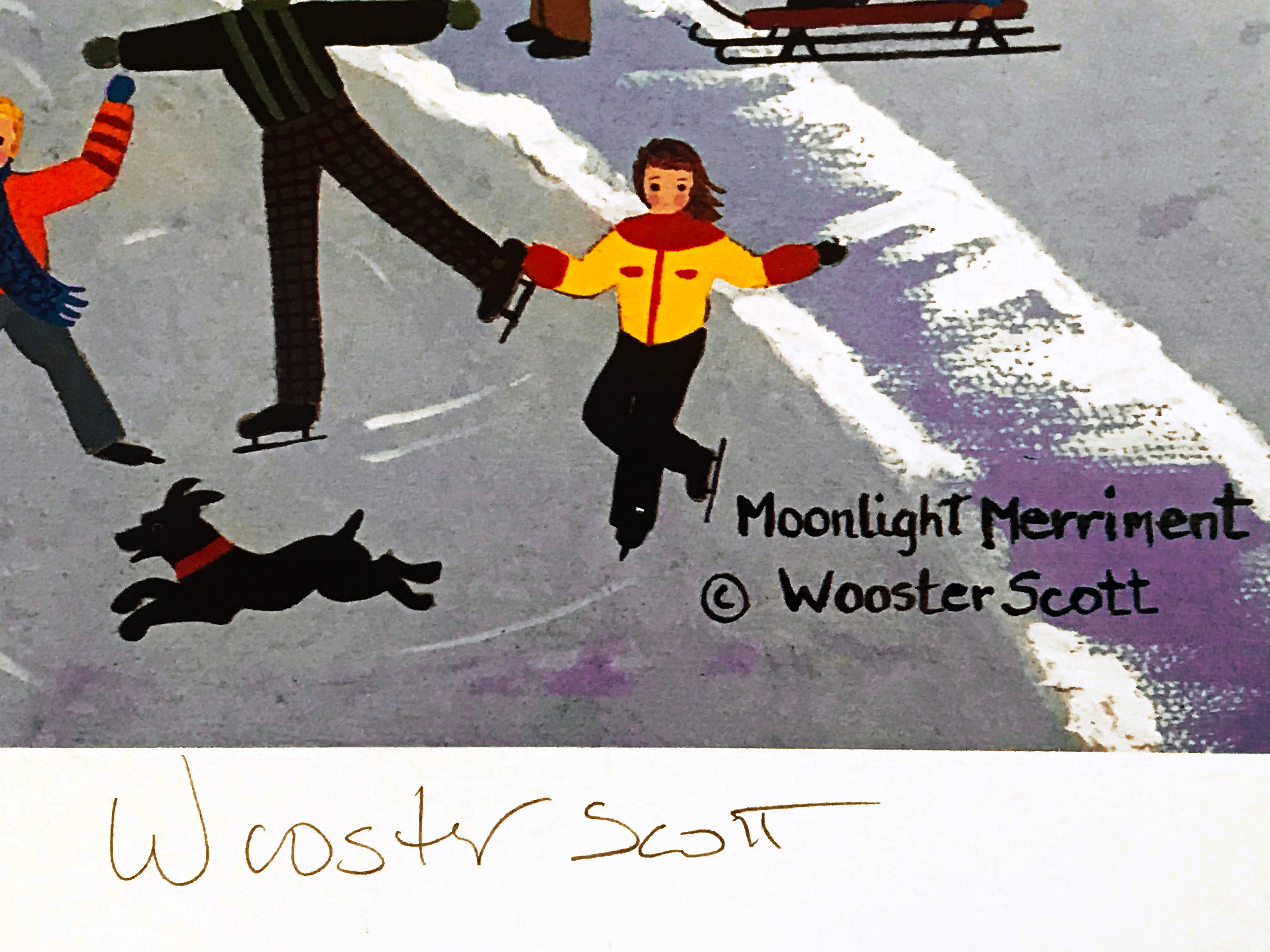 Moonlight Merriment Jane Wooster Scott Lithograph Print Artist Hand Signed and Numbered