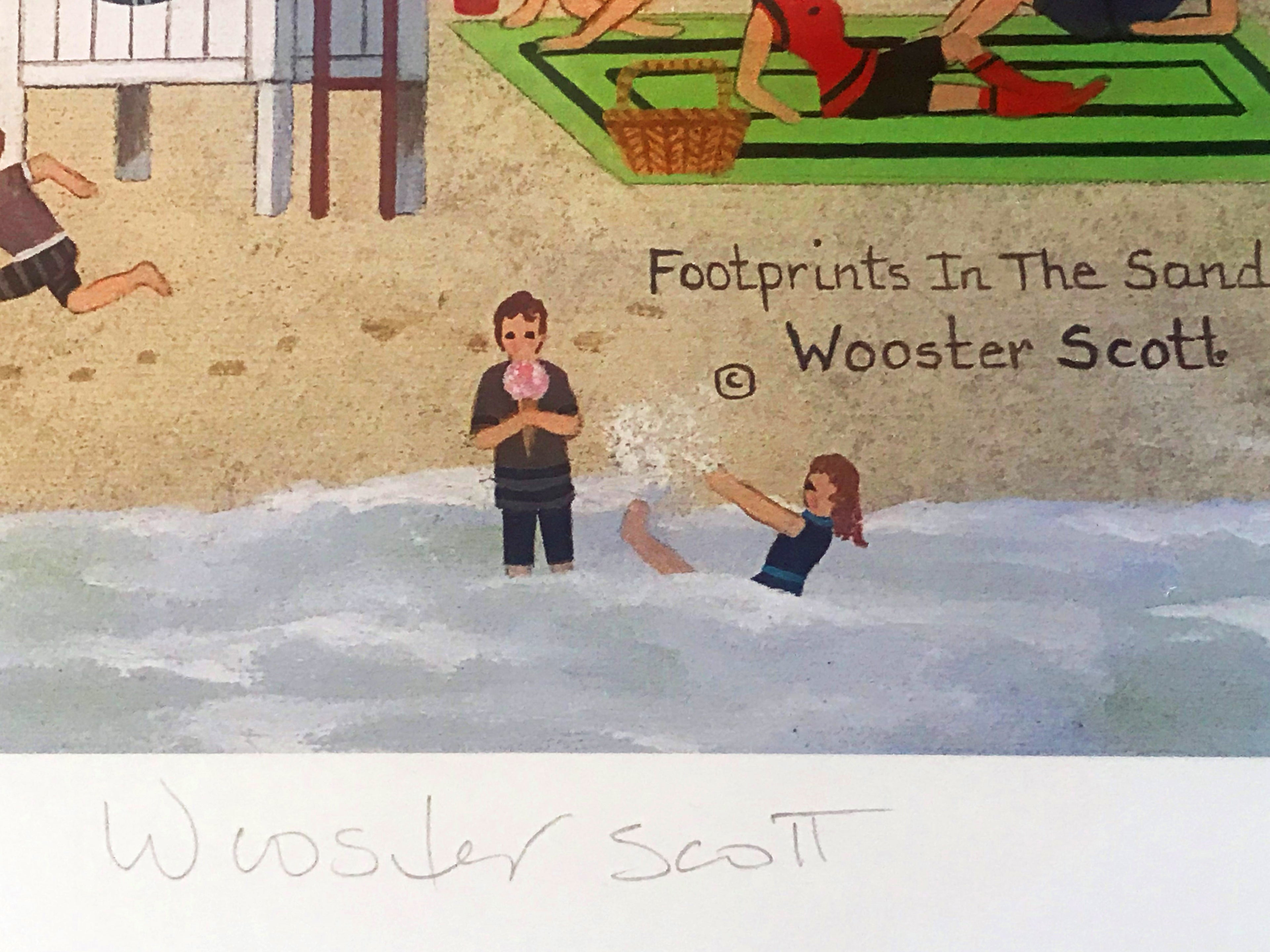 Footprints in the Sand Jane Wooster Scott Lithograph Print Artist Hand Signed and Numbered