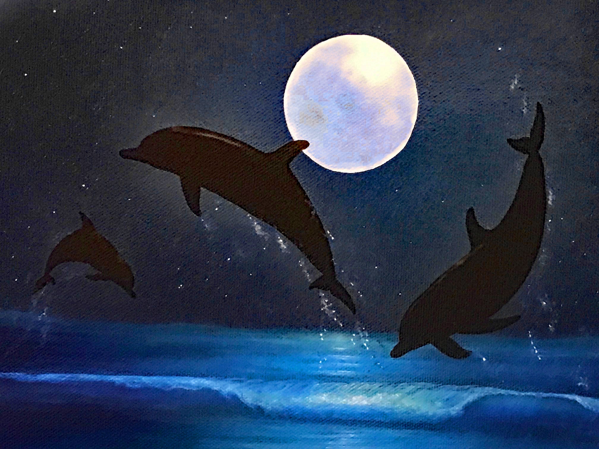 Moonlight Celebration Wyland Canvas Giclée Print Artist Hand Signed and Numbered
