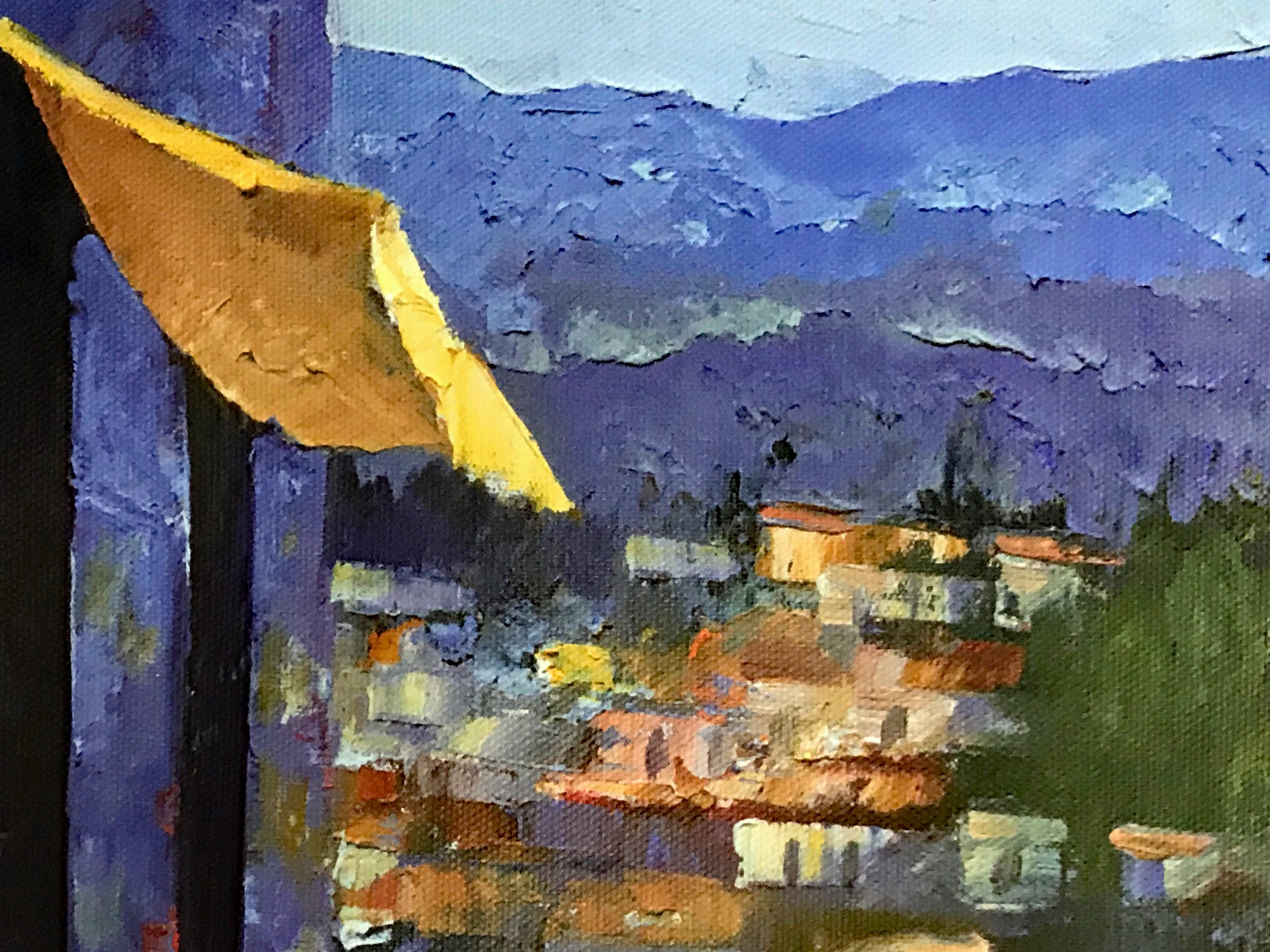 Lakeside Balcony Howard Behrens Hand Embellished Canvas Giclée Print Numbered with Artist Authorized Signature