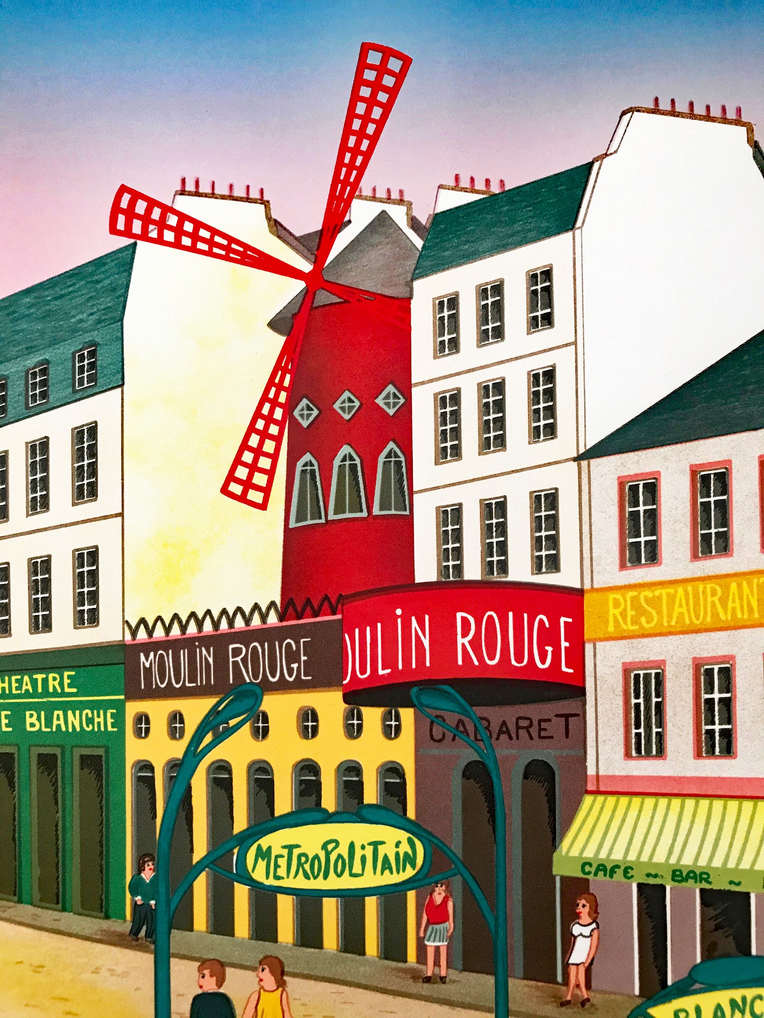 Le Moulin Rouge Fanch Ledan Artist Proof Lithograph Print Hand Signed and AP Numbered