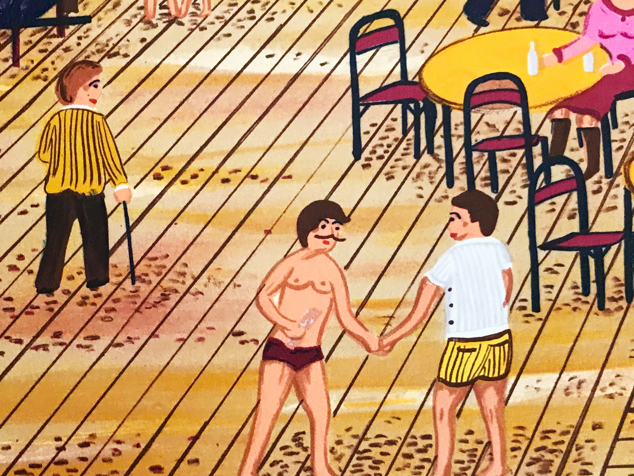 Boardwalk of Deauville Fanch Ledan Hors Commerce Lithograph Print Artist Hand Signed and HC Numbered