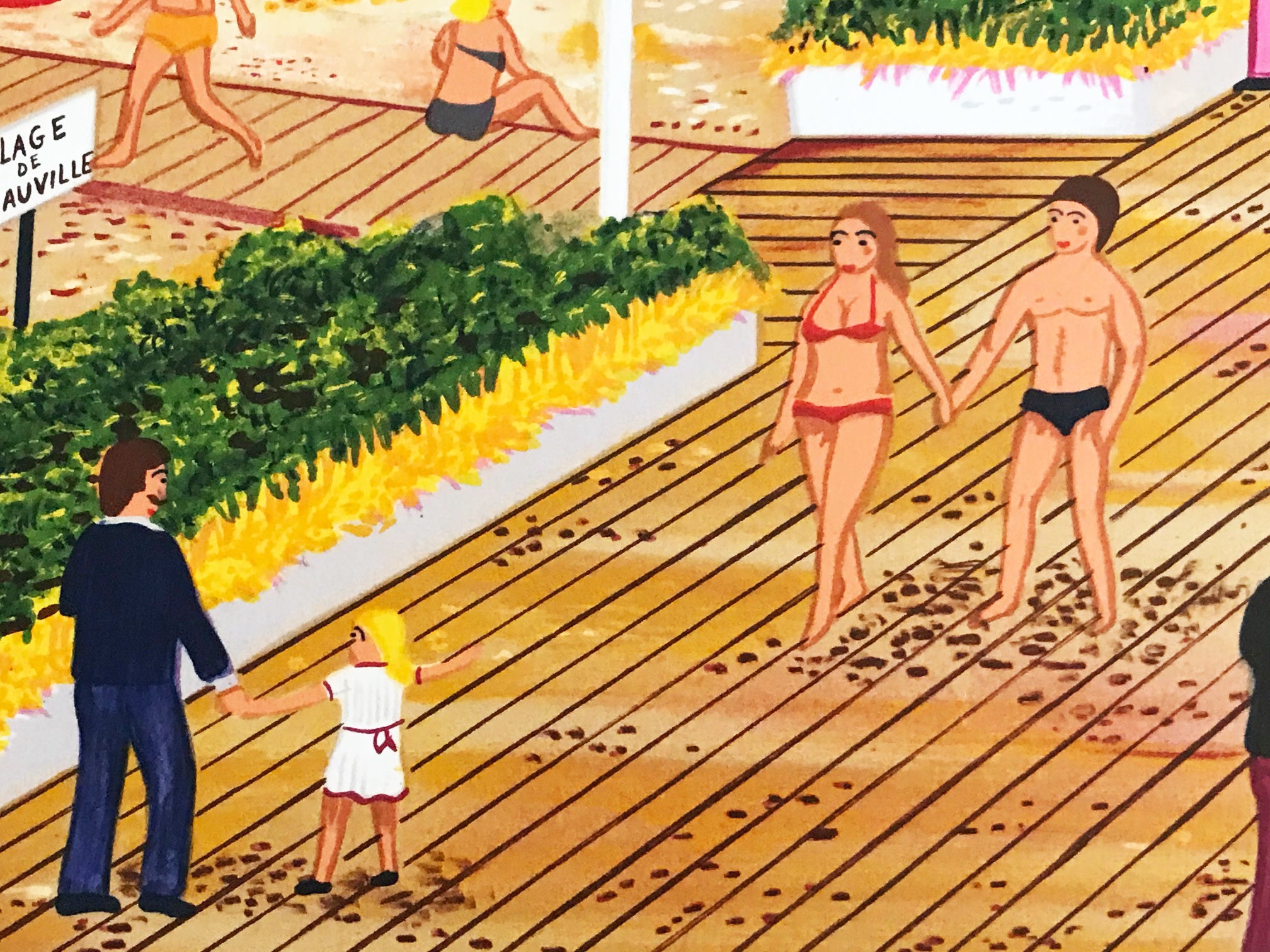 Boardwalk of Deauville Fanch Ledan Hors Commerce Lithograph Print Artist Hand Signed and HC Numbered