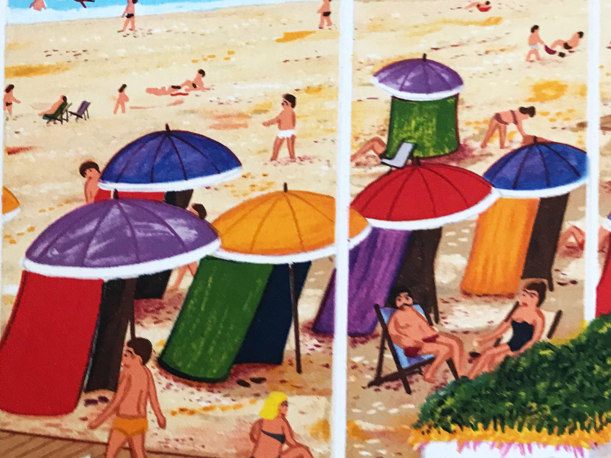 Boardwalk of Deauville Fanch Ledan Hors Commerce Lithograph Print Artist Hand Signed and HC Numbered
