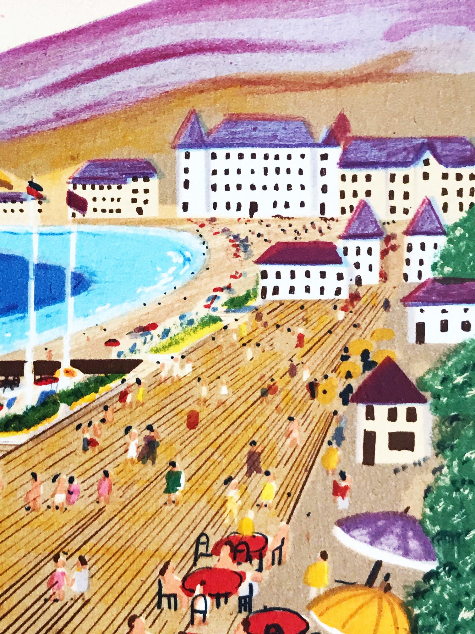 Boardwalk of Deauville Fanch Ledan Hors Commerce Lithograph Print Artist Hand Signed and HC Numbered